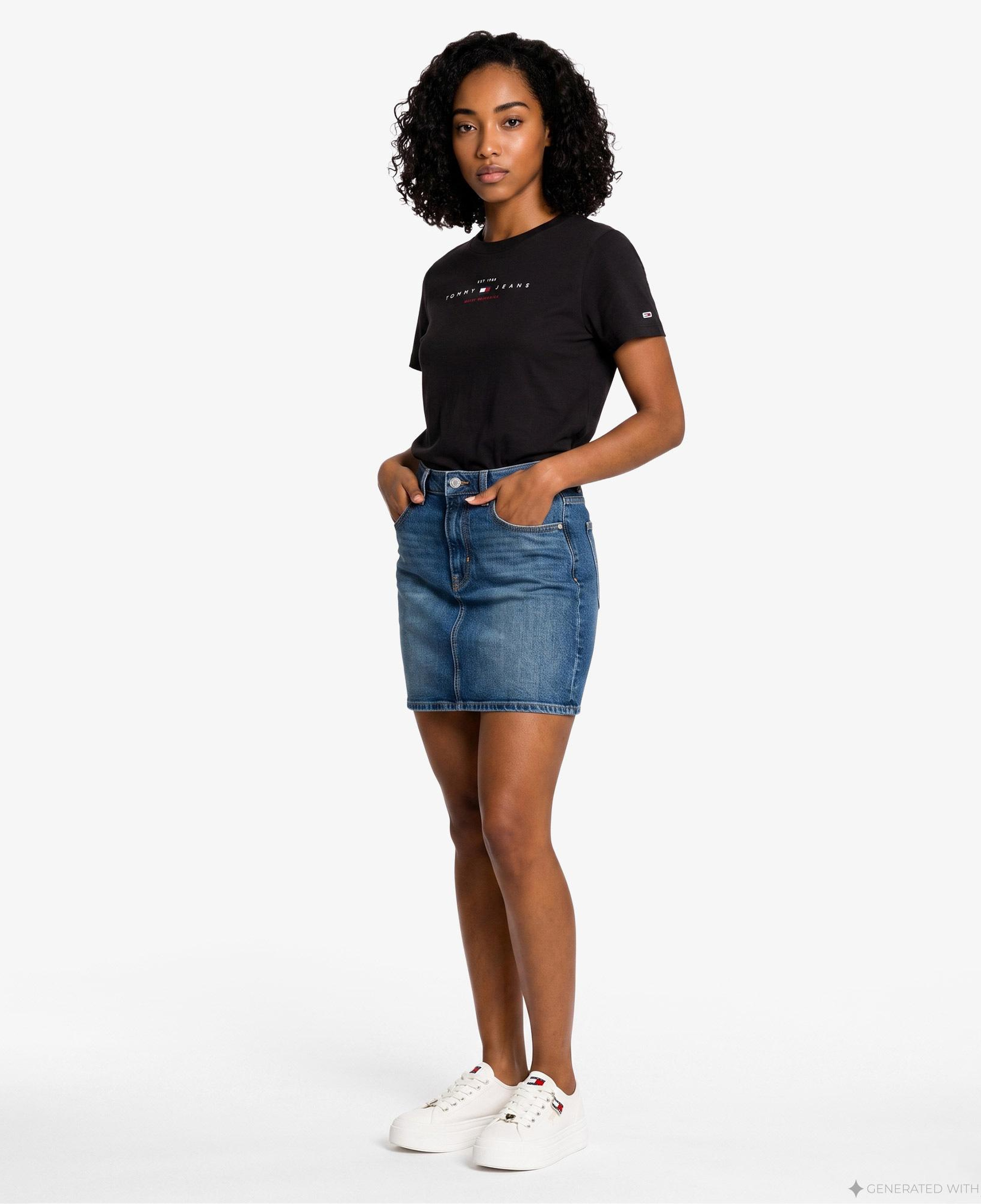 Tommy Hilfiger Linear Kadın Siyah T-Shirt