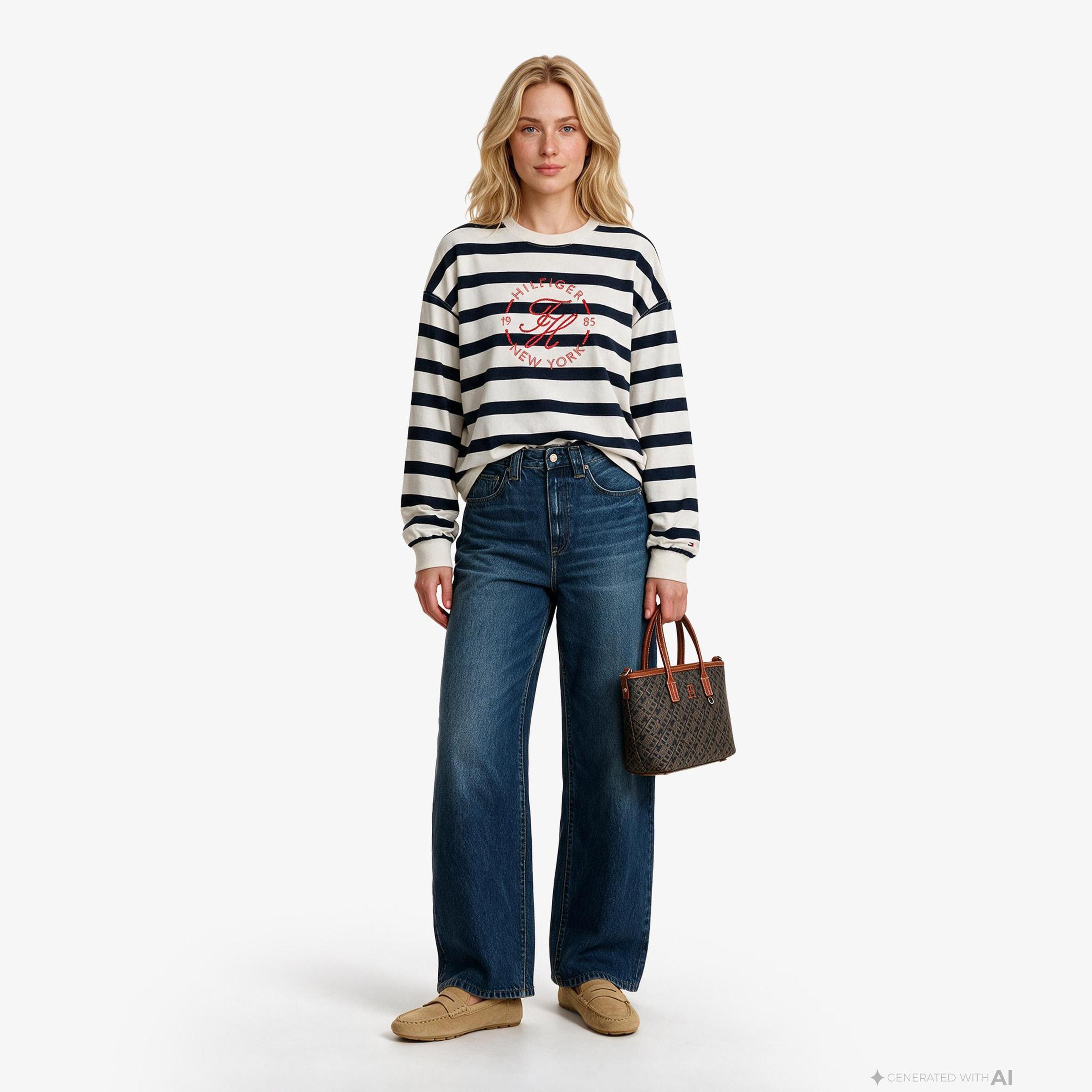 Tommy Hilfiger Roundal Kadın Beyaz T-Shirt