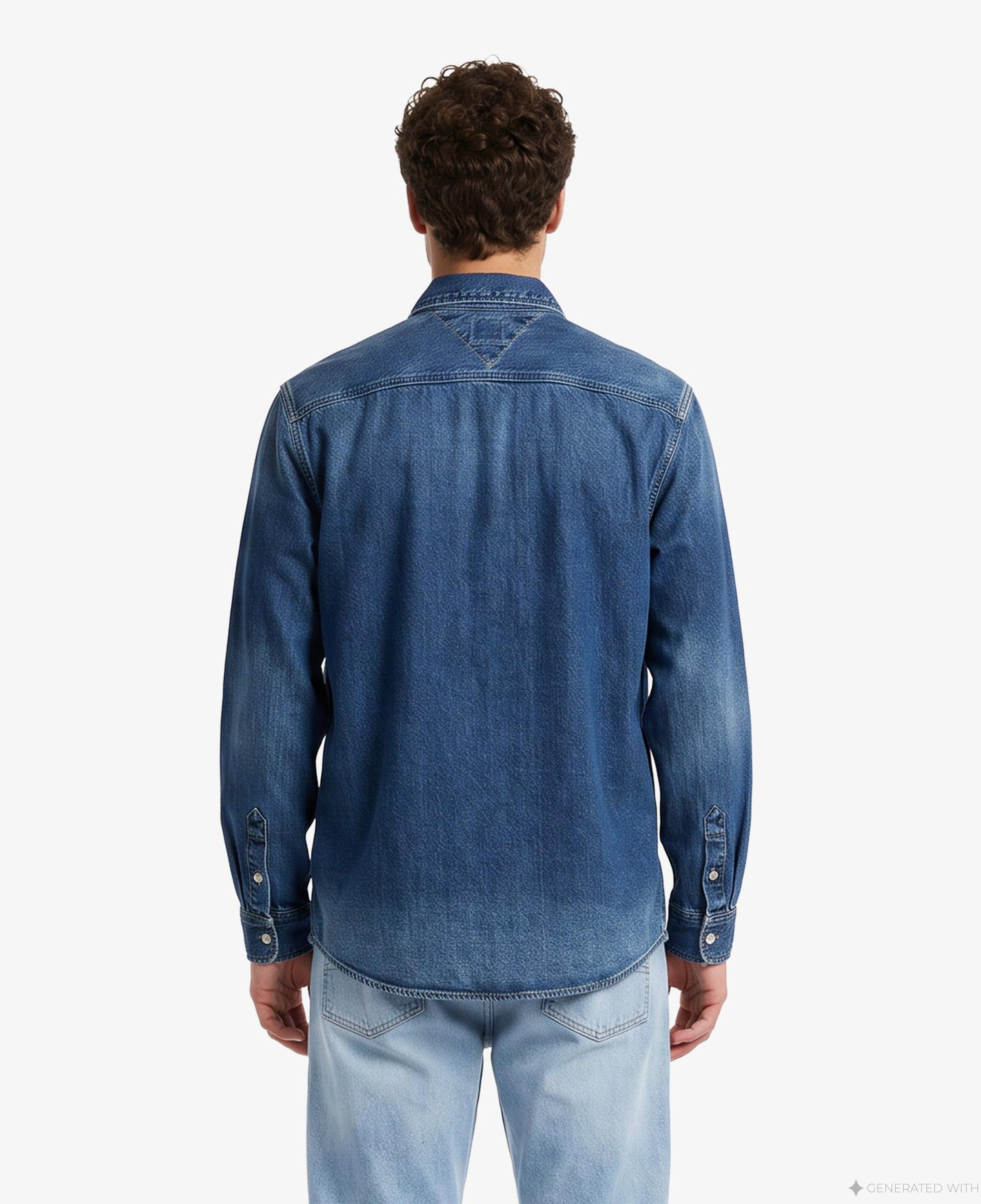 Tommy Hilfiger Regular Denim Cj8039 Erkek Mavi Gömlek