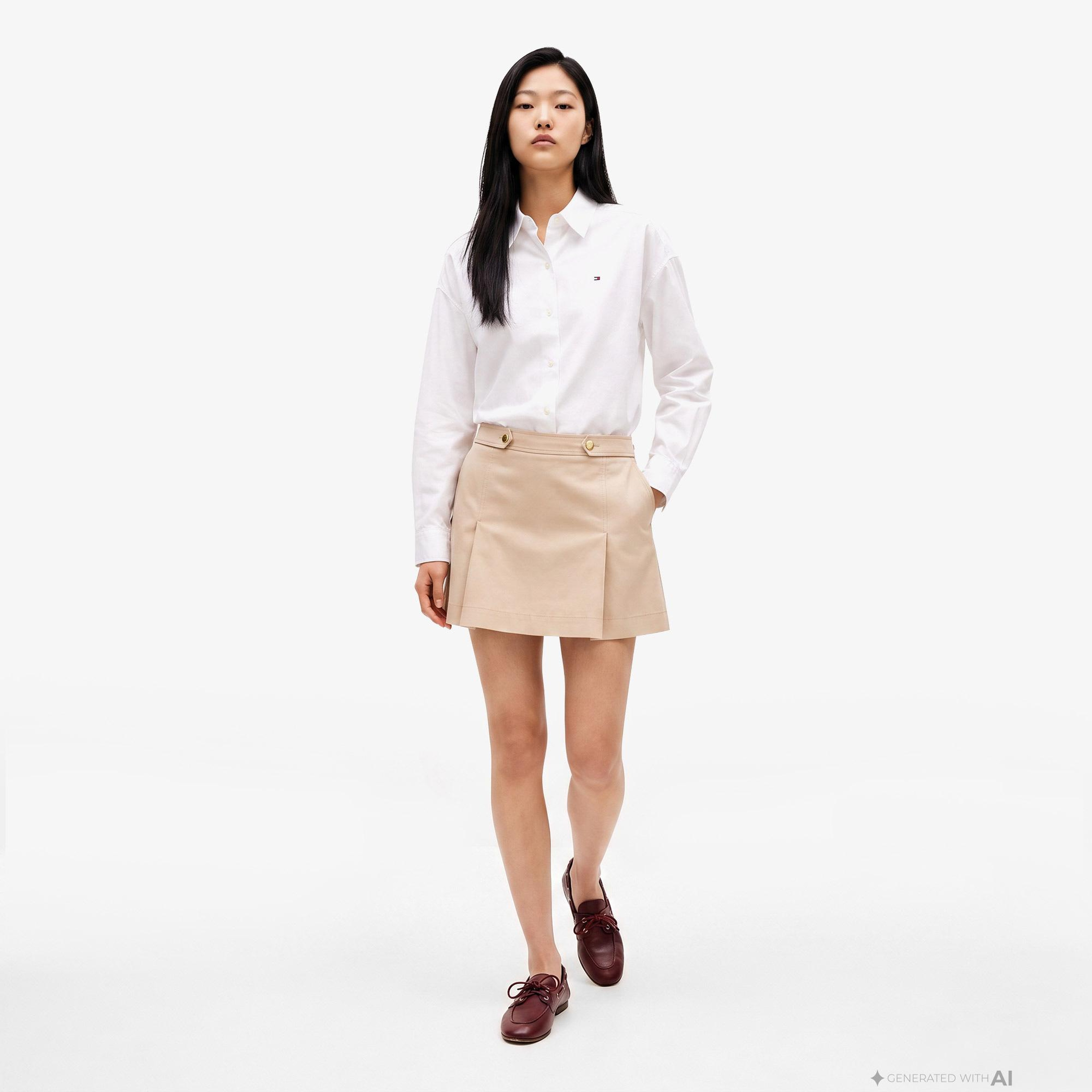 Tommy Hilfiger Summer Poplin Boxy Kadın Beyaz Gömlek