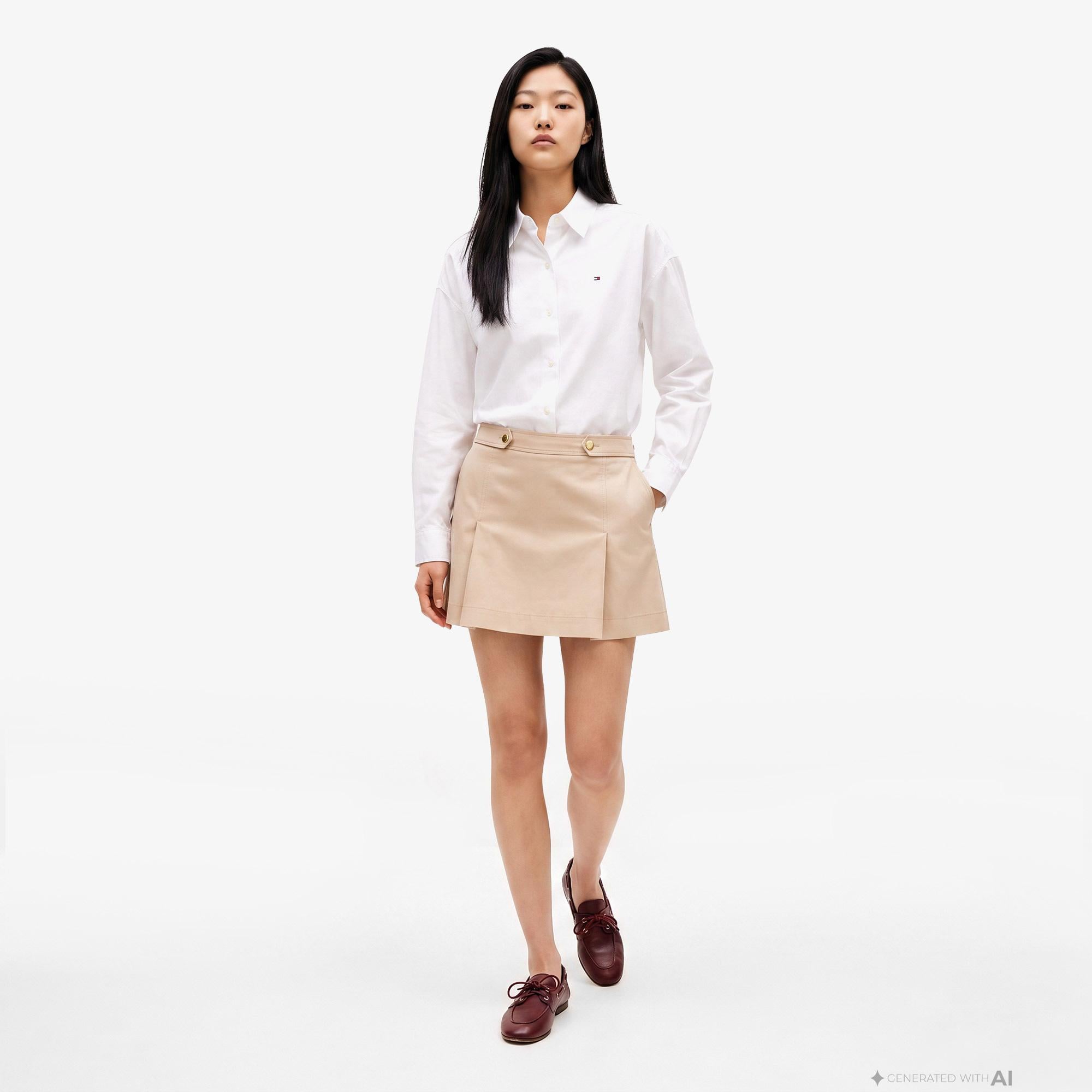 Tommy Hilfiger Summer Poplin Boxy Kadın Beyaz Gömlek
