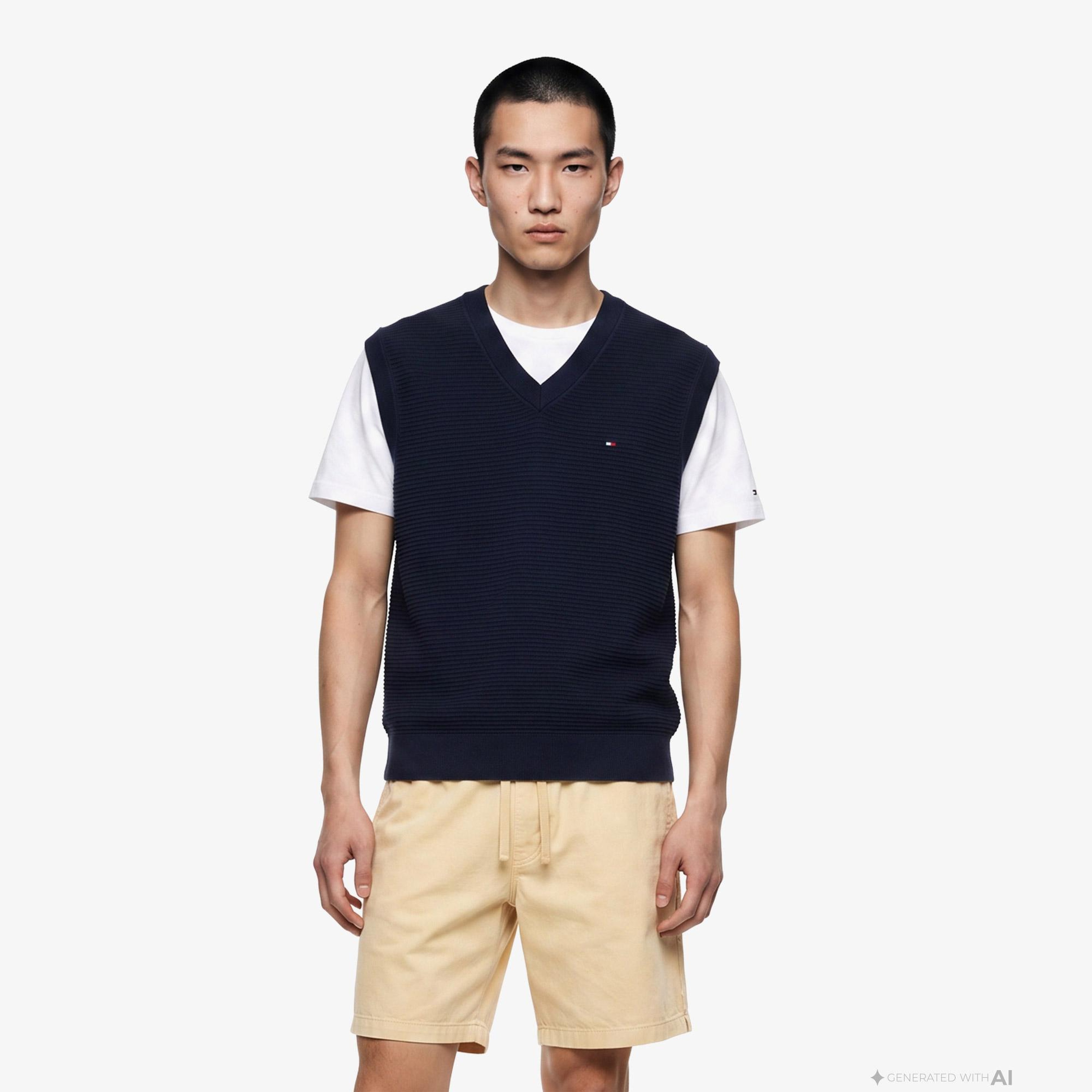 Tommy Hilfiger Seasonal Structure Erkek Lacivert Triko