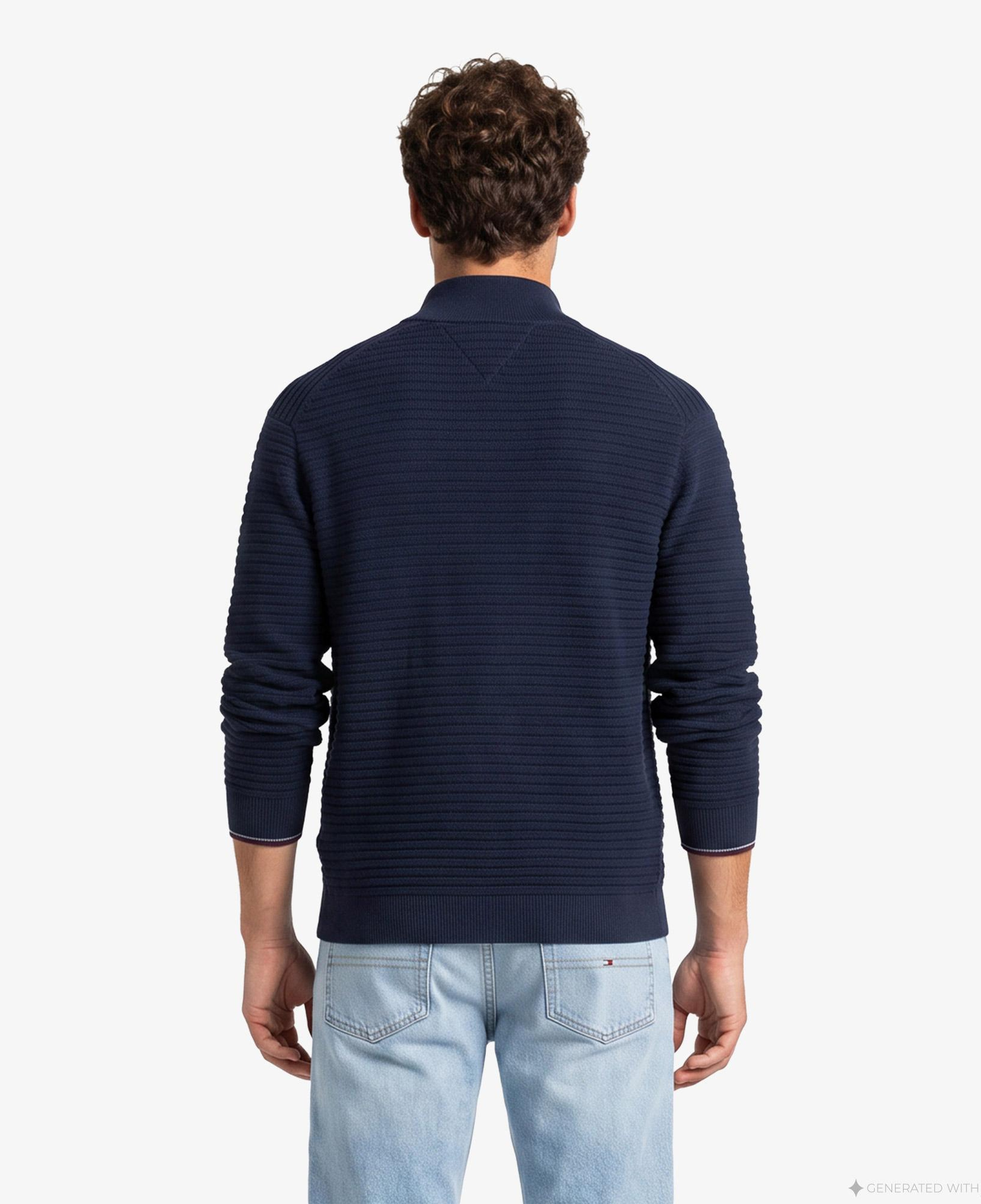 Tommy Hilfiger Knitted Zip Erkek Lacivert Triko