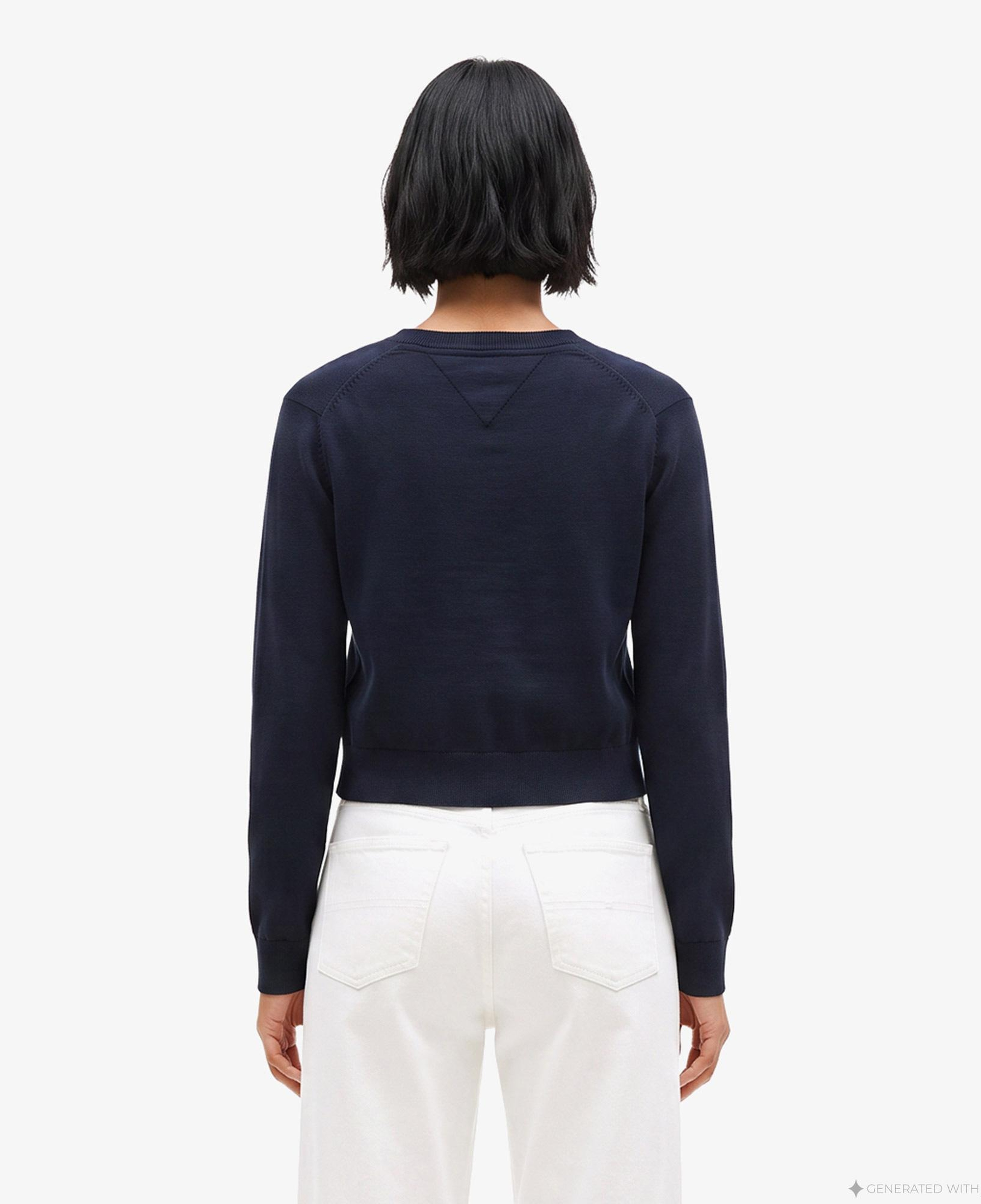 Tommy Hilfiger Flag Crew Neck Kadın Lacivert Triko
