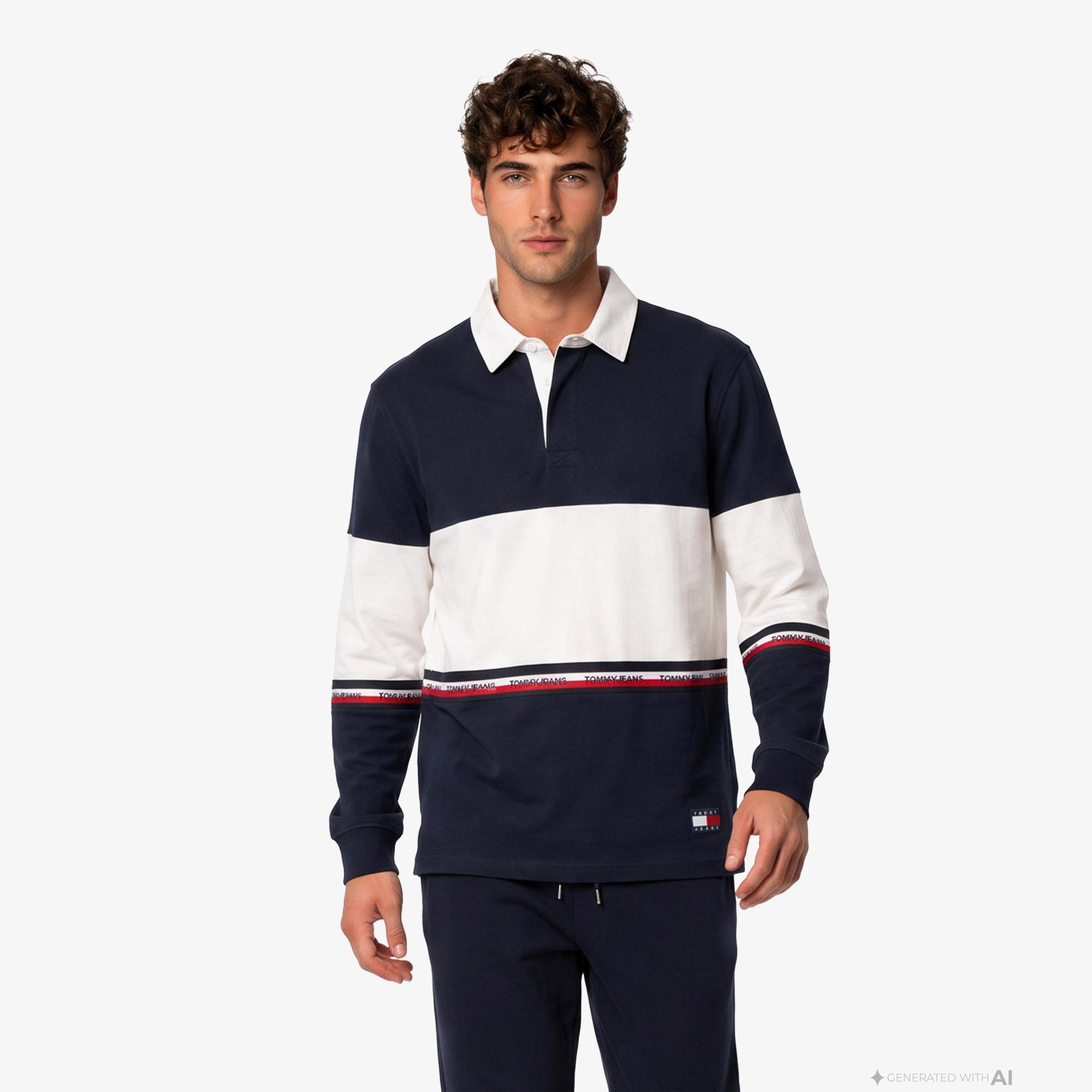 Tommy Hilfiger Cblock Rugby Erkek Lacivert Polo