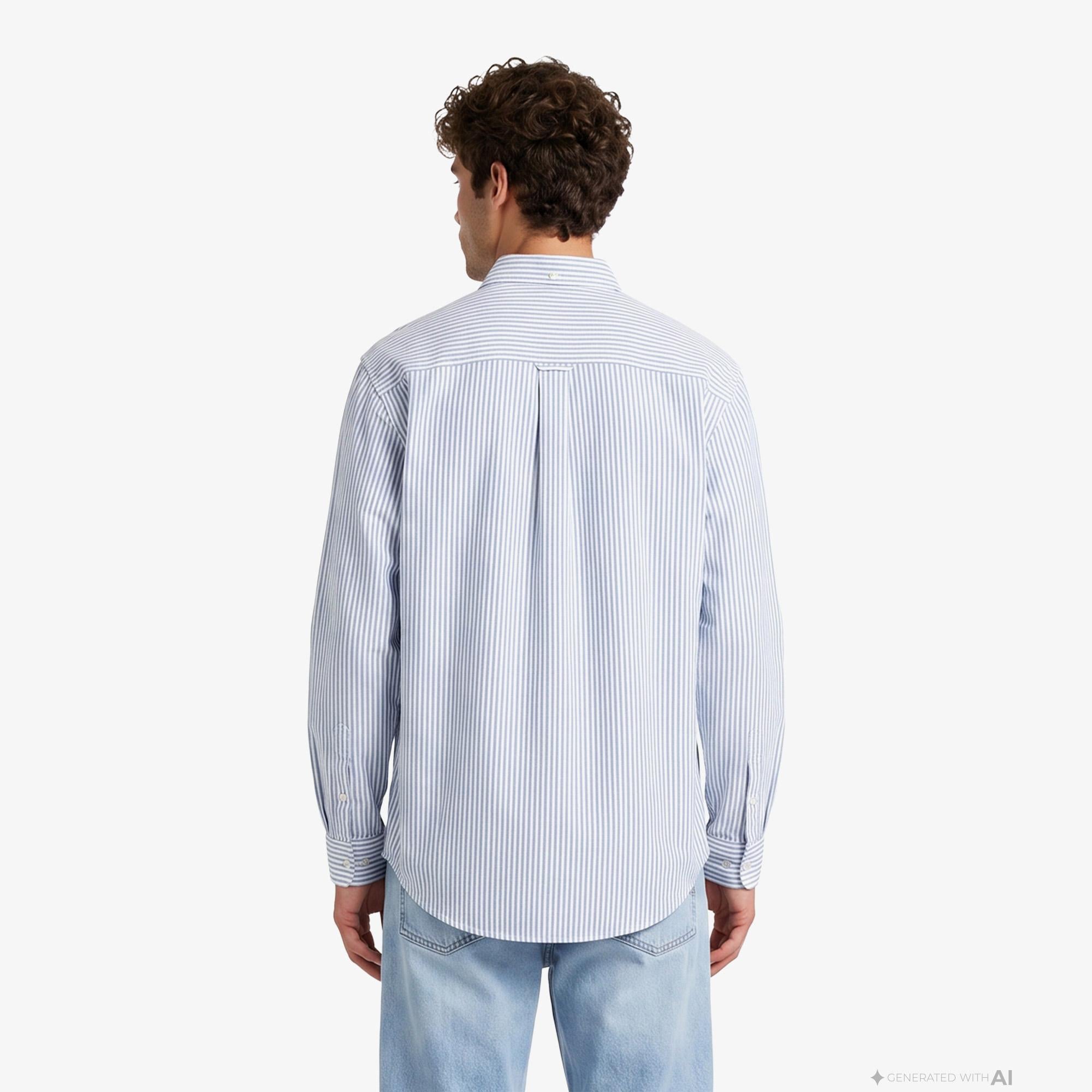 Tommy Hilfiger Oversize Stripe Oxford Erkek Mavi Gömlek