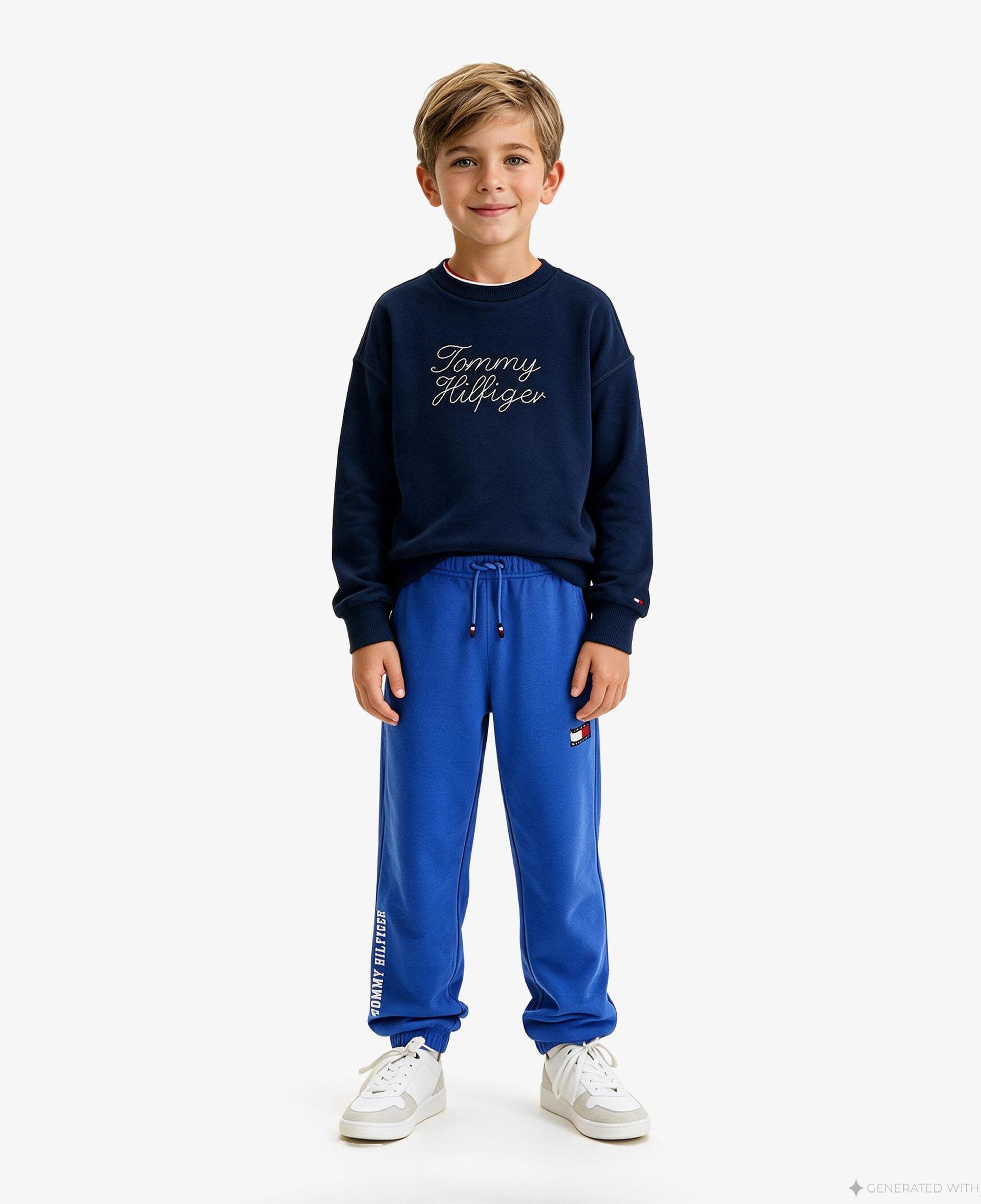 Tommy Hilfiger Crew Neck Çocuk Lacivert Sweatshirt