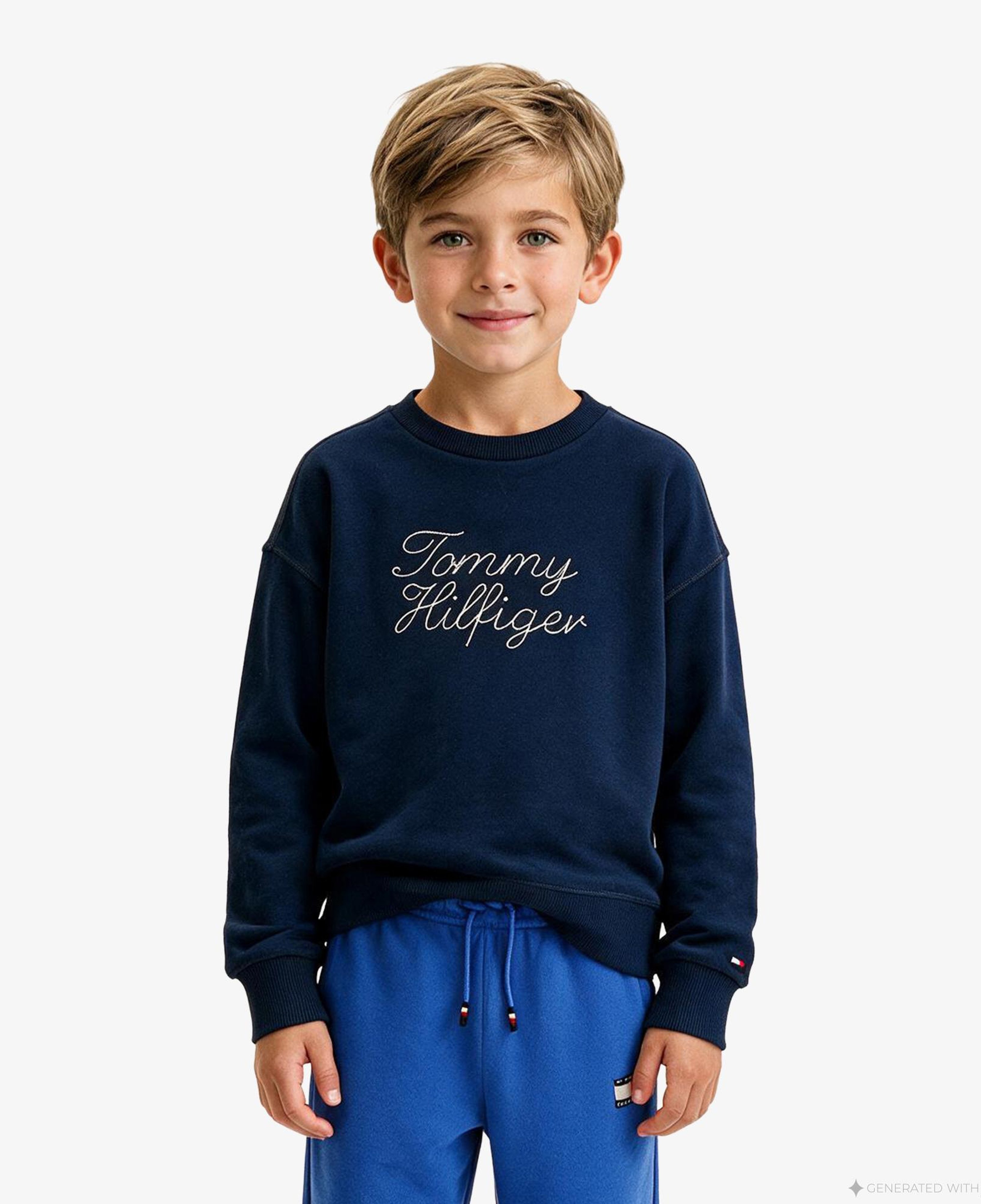 Tommy Hilfiger Crew Neck Çocuk Lacivert Sweatshirt