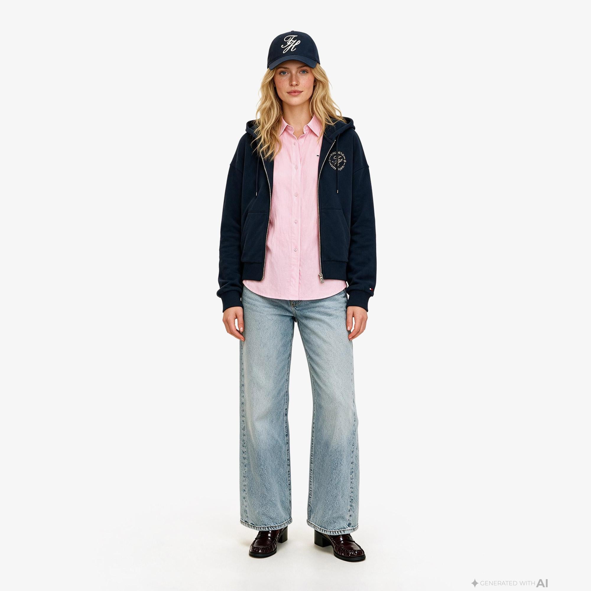 Tommy Hilfiger Roundal Zip-Up Kadın Lacivert Sweatshirt