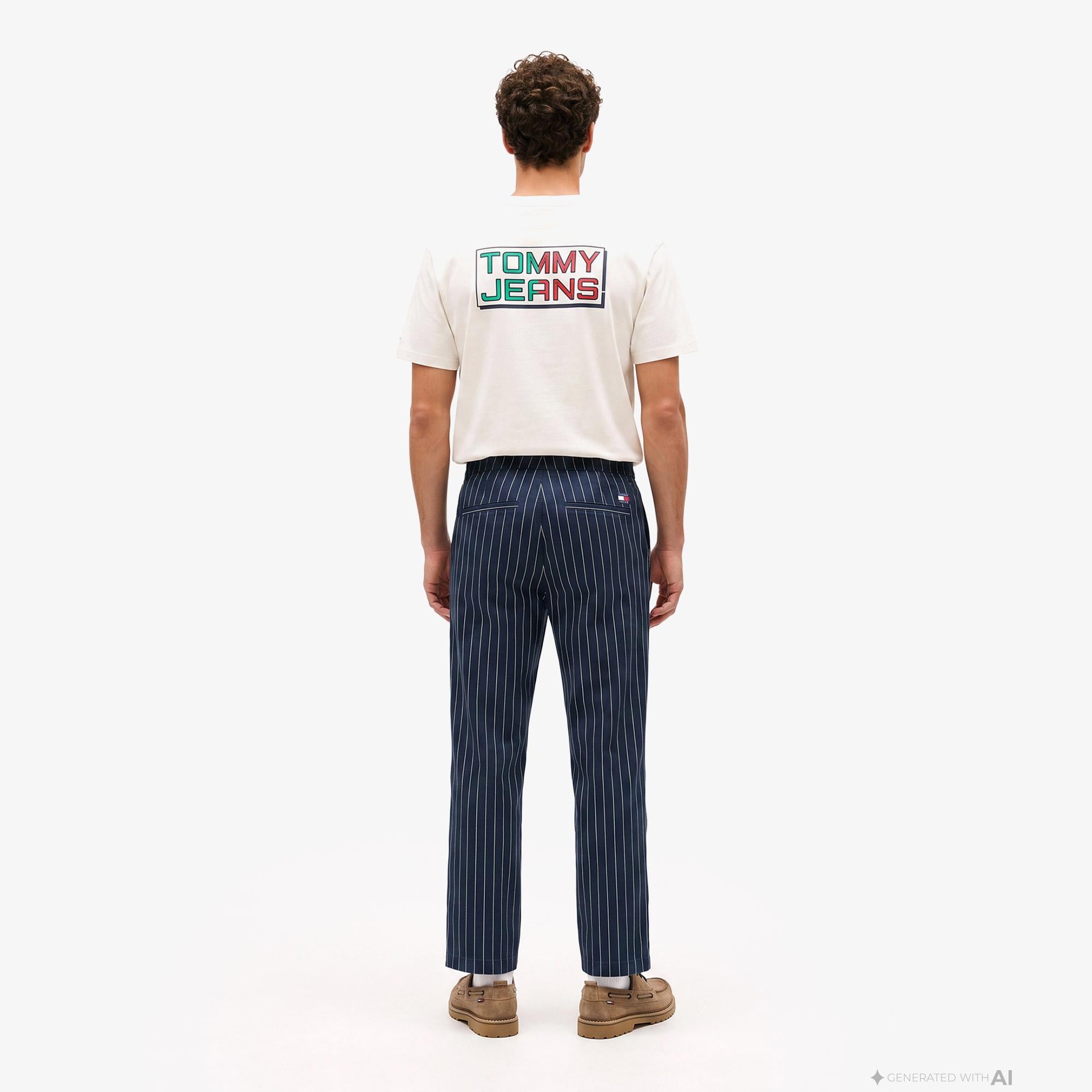 Tommy Hilfiger Jaimie Stripe Erkek Lacivert Pantolon