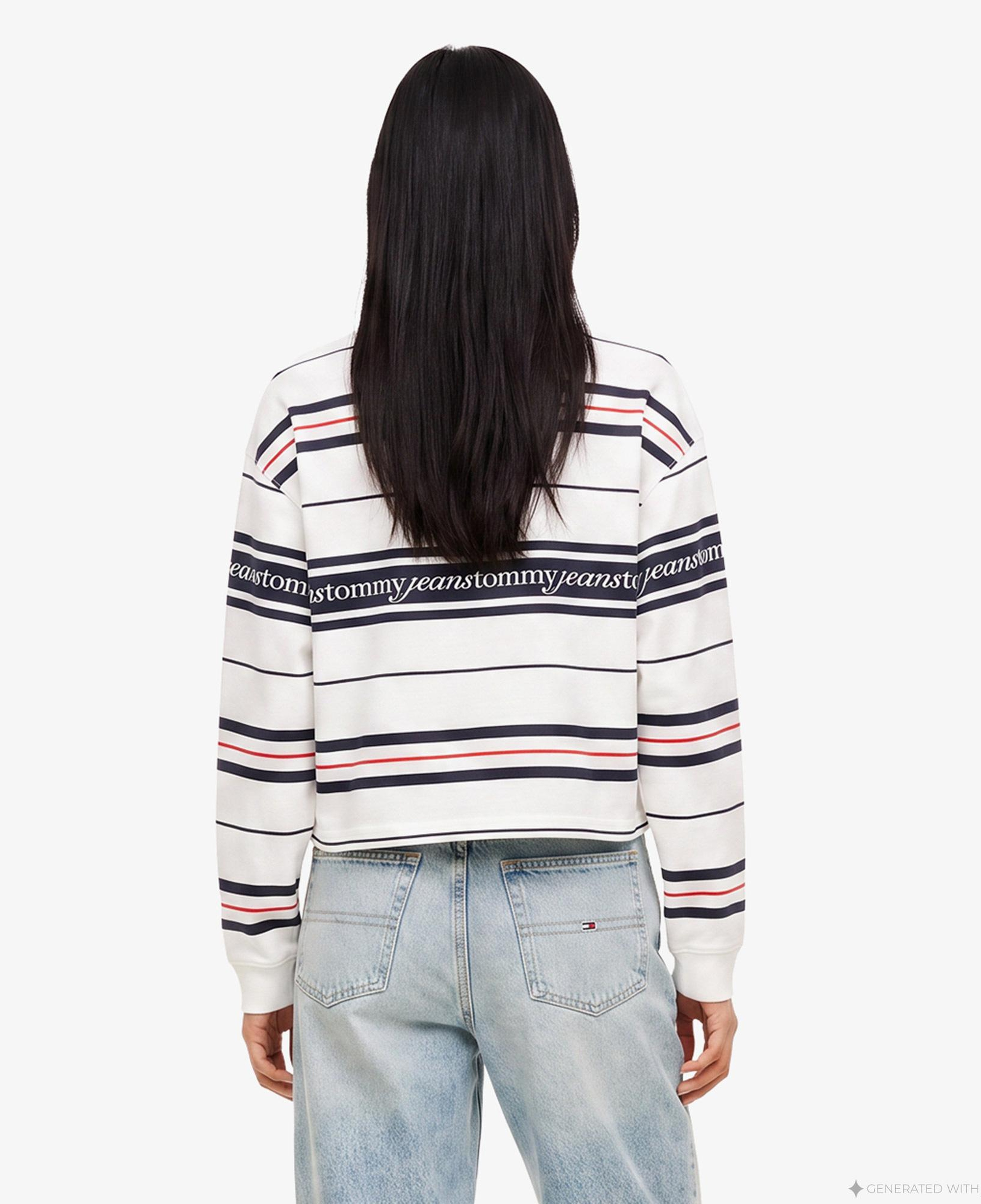 Tommy Hilfiger Script Rugby Kadın Beyaz Sweatshirt