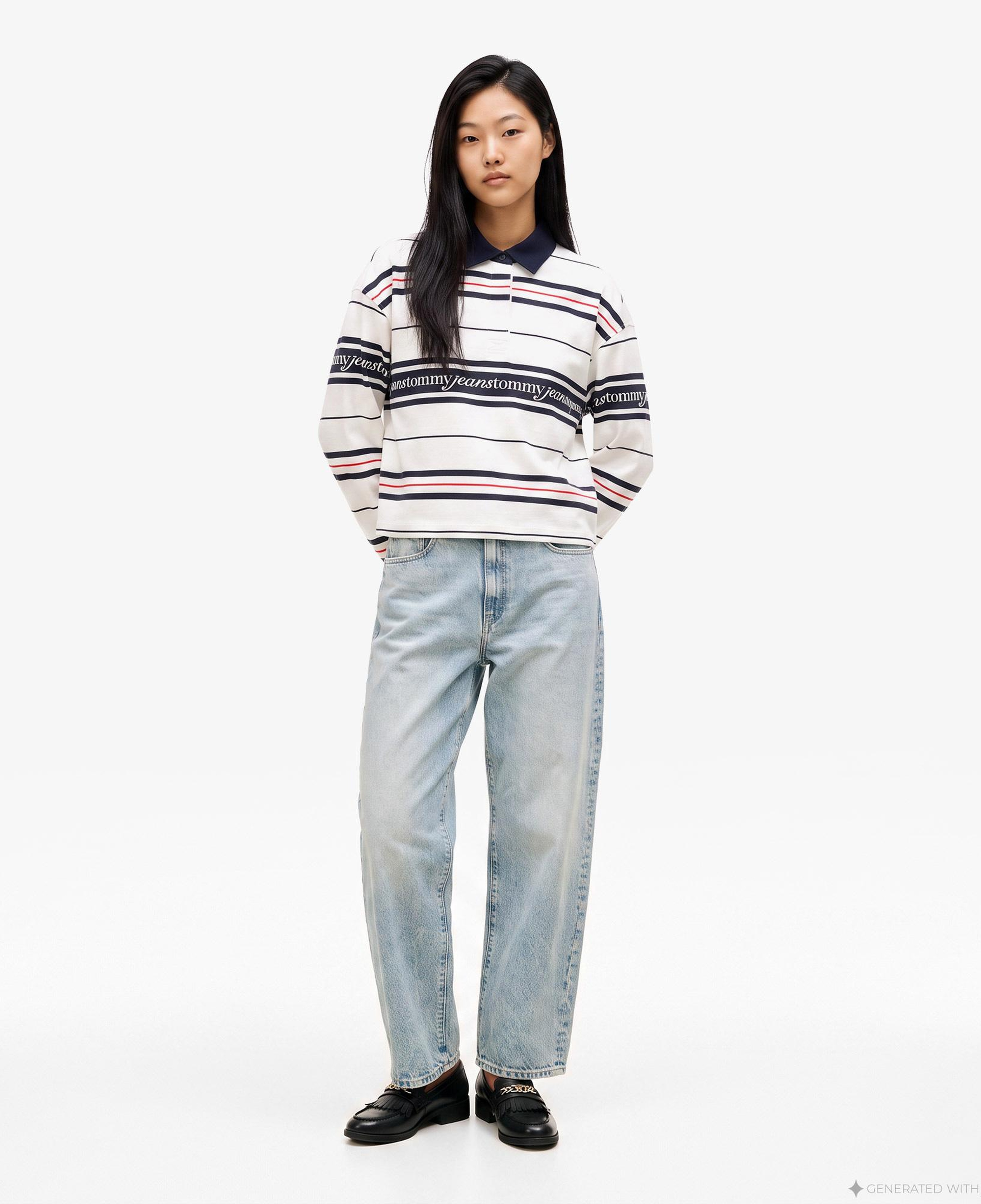 Tommy Hilfiger Script Rugby Kadın Beyaz Sweatshirt