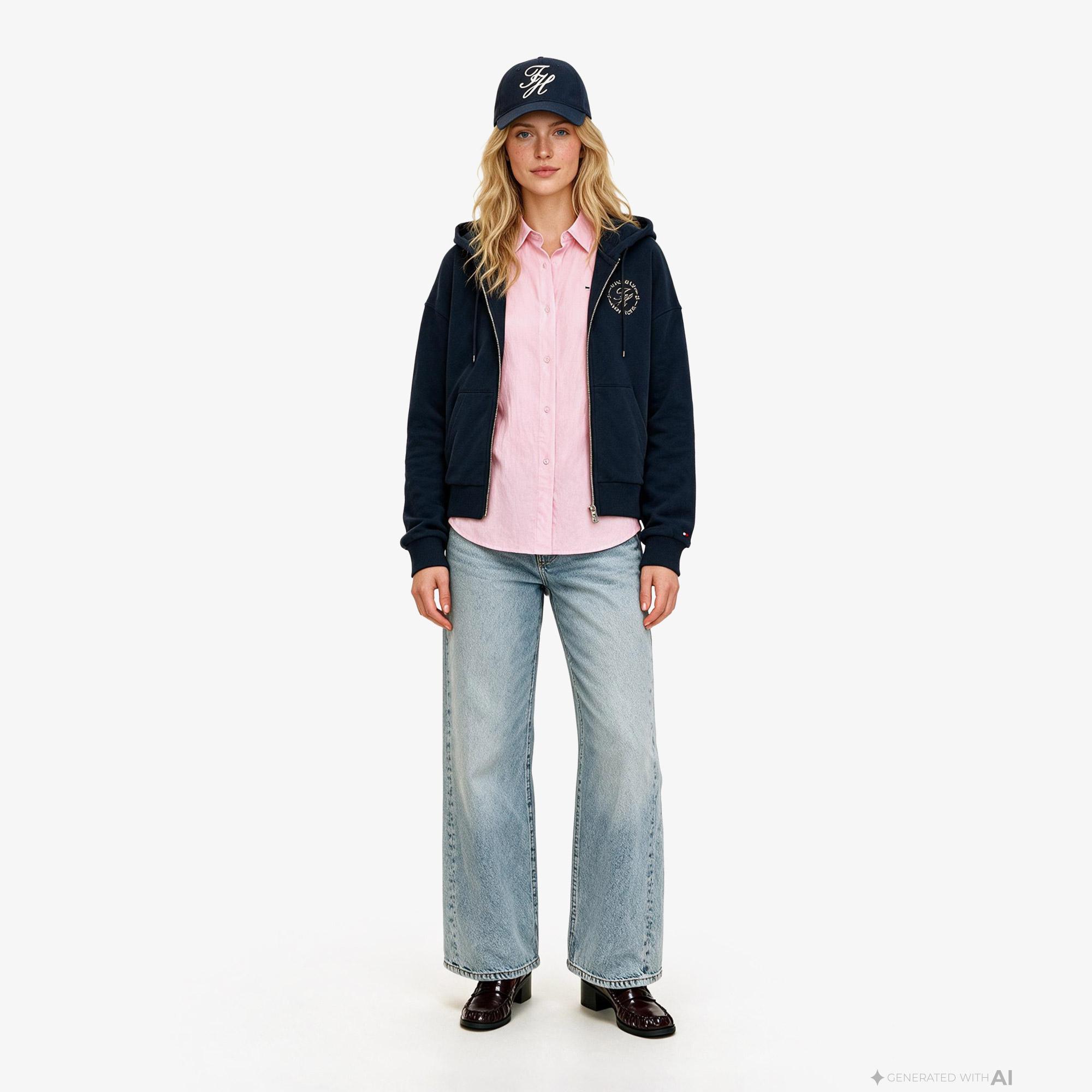 Tommy Hilfiger Roundal Zip-Up Kadın Lacivert Sweatshirt