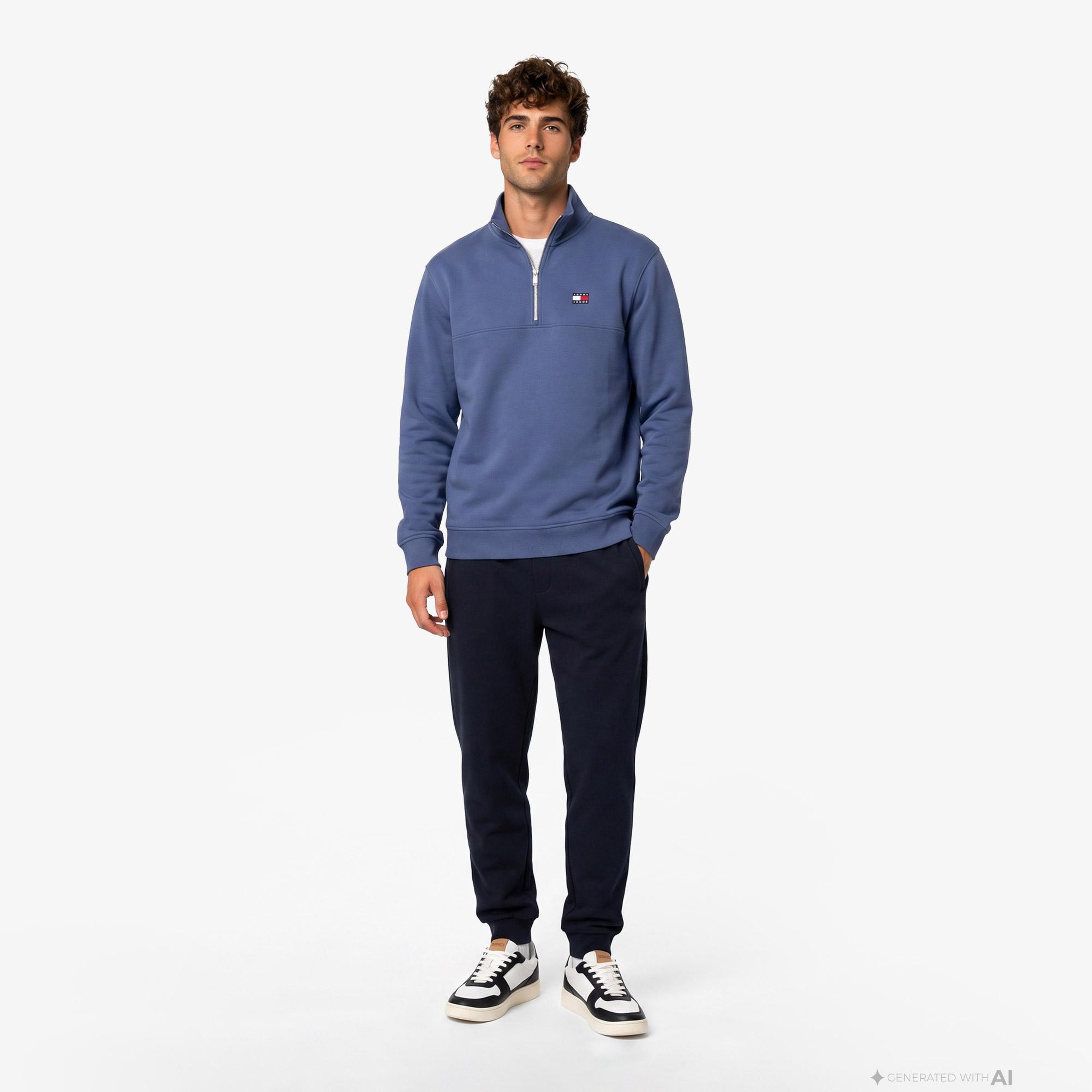 Tommy Hilfiger Badge Erkek Mavi Sweatshirt
