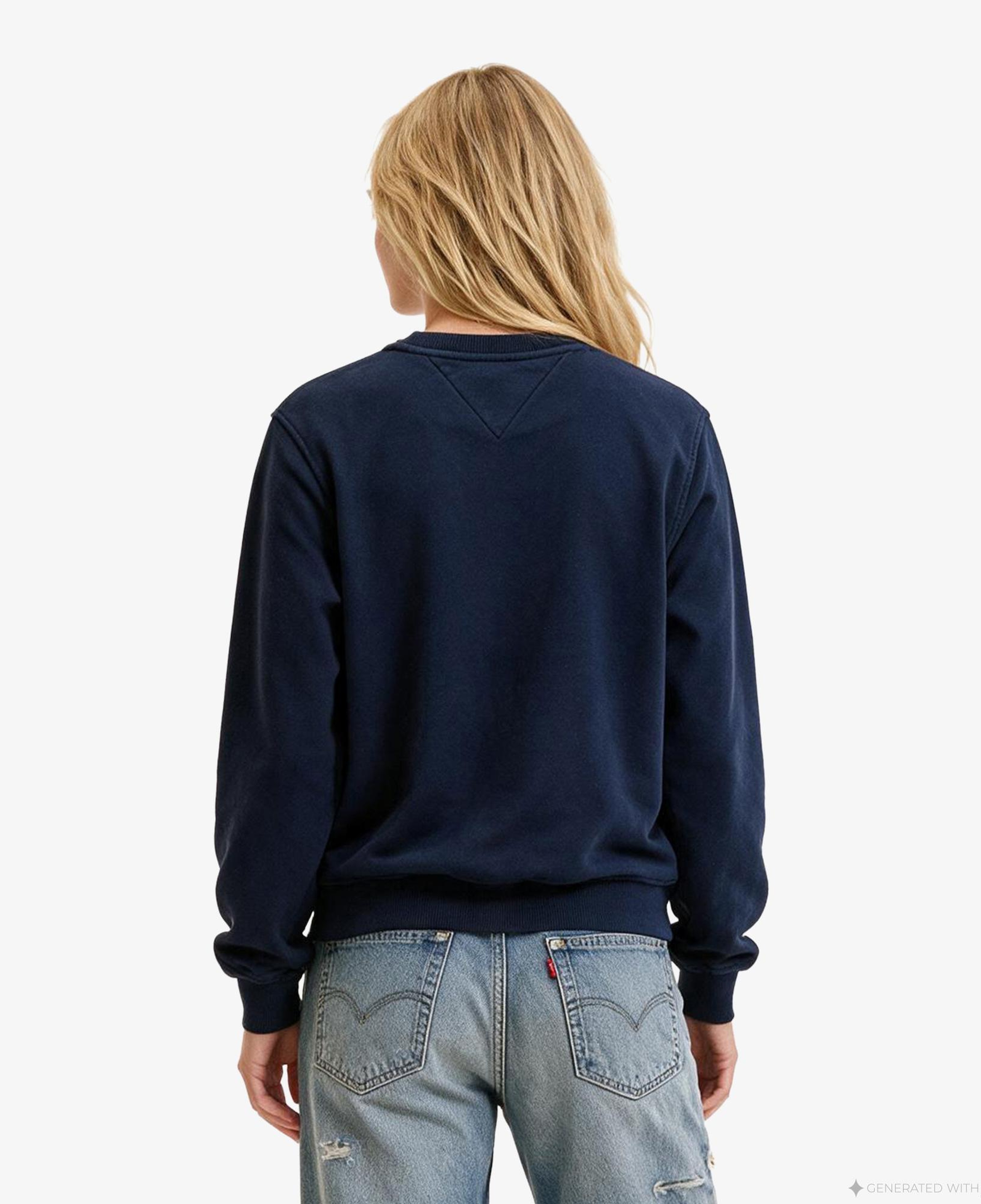 Tommy Hilfiger Flag Crew Kadın Lacivert Sweatshirt