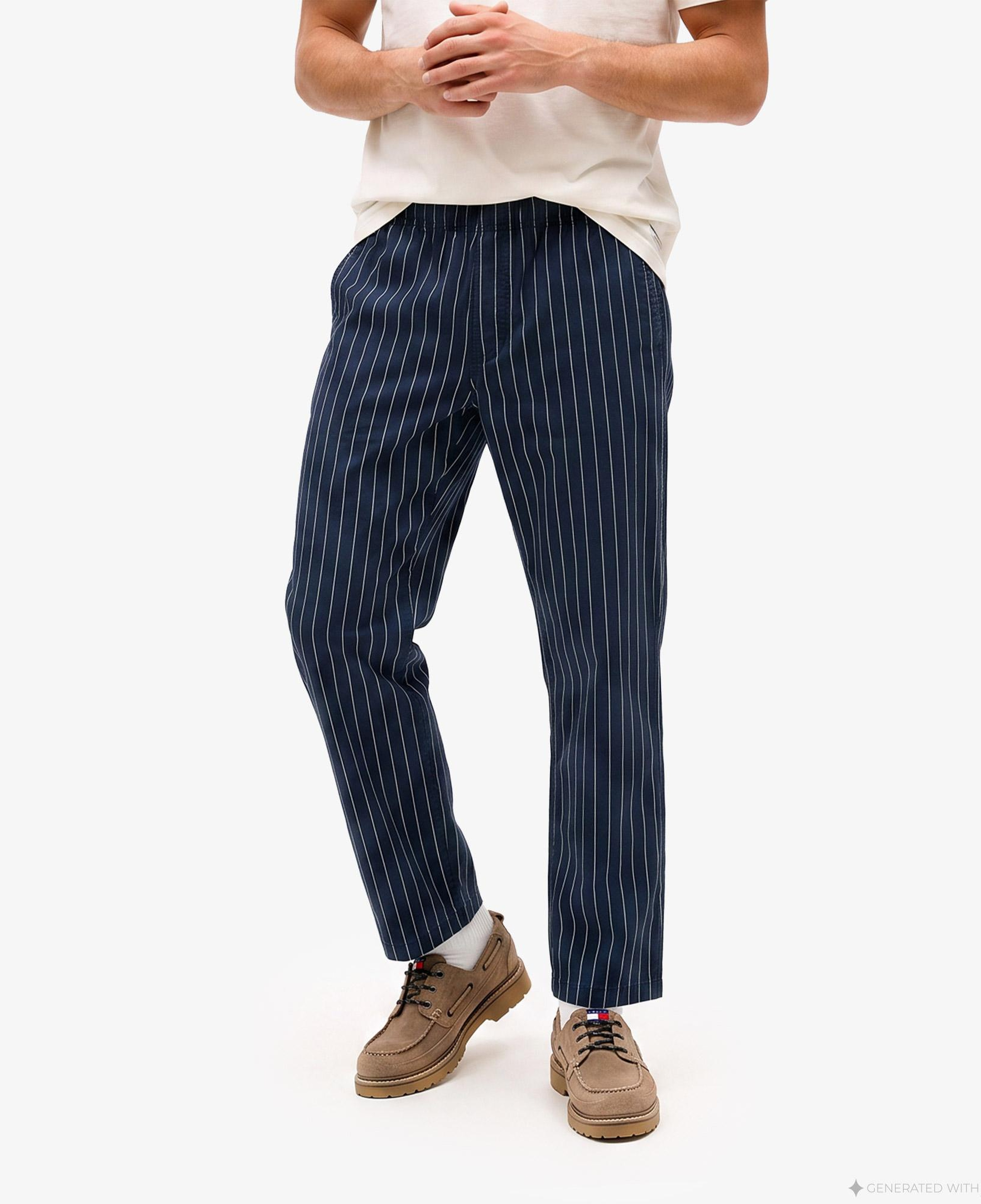 Tommy Hilfiger Jaimie Stripe Erkek Lacivert Pantolon