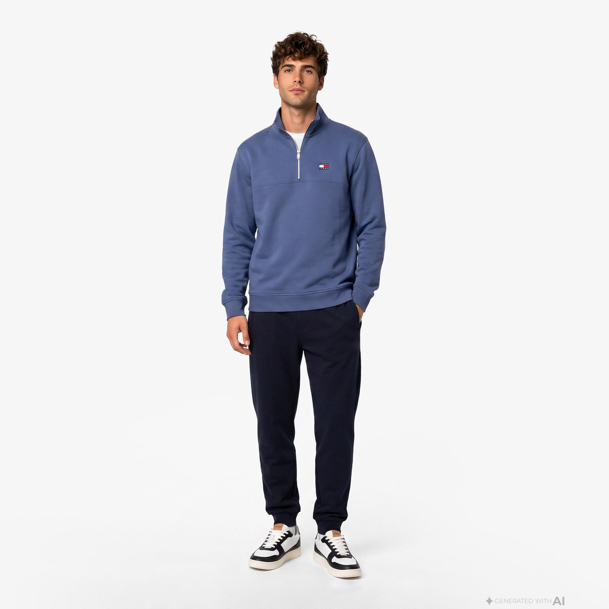 Tommy Hilfiger Badge Erkek Mavi Sweatshirt
