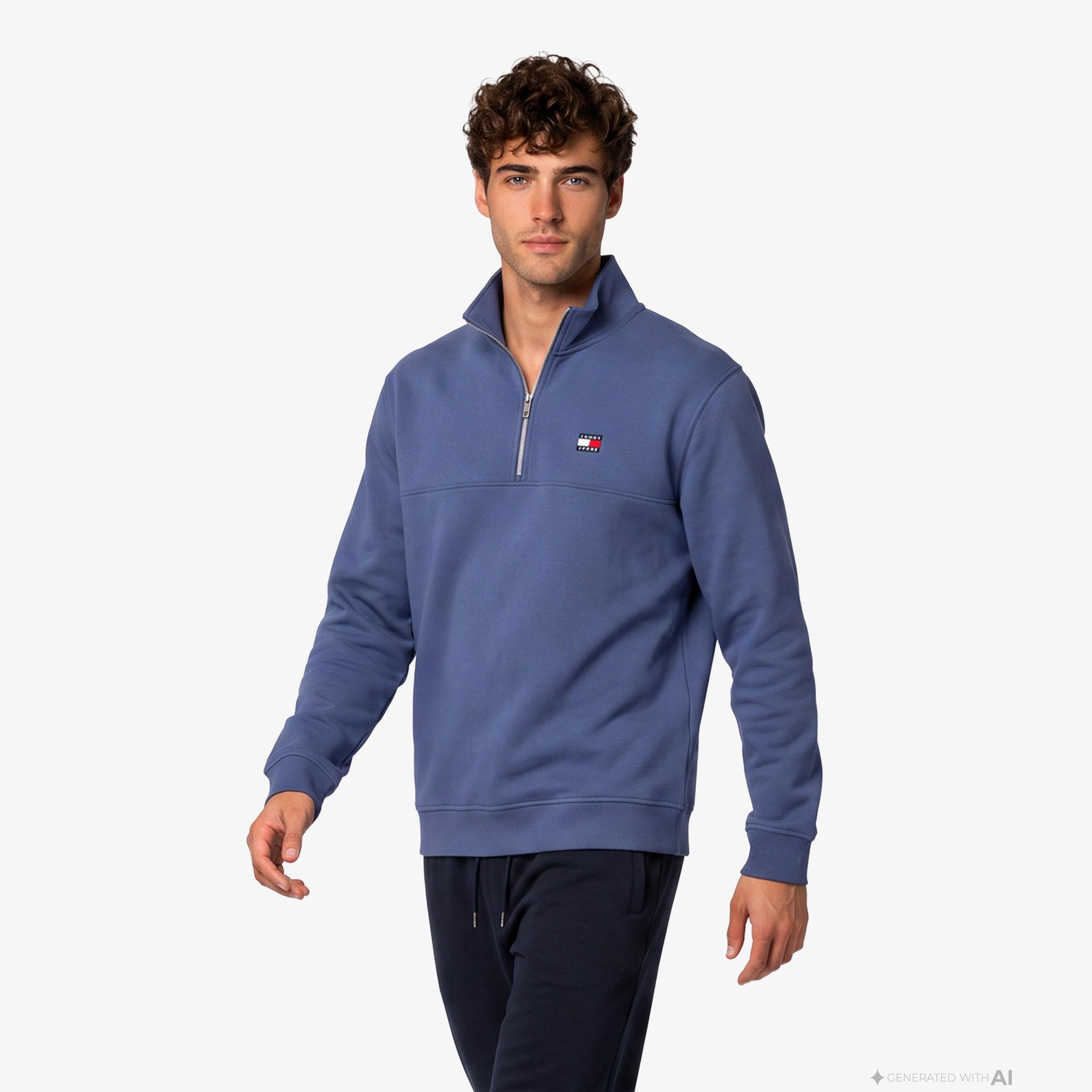 Tommy Hilfiger Badge Erkek Mavi Sweatshirt