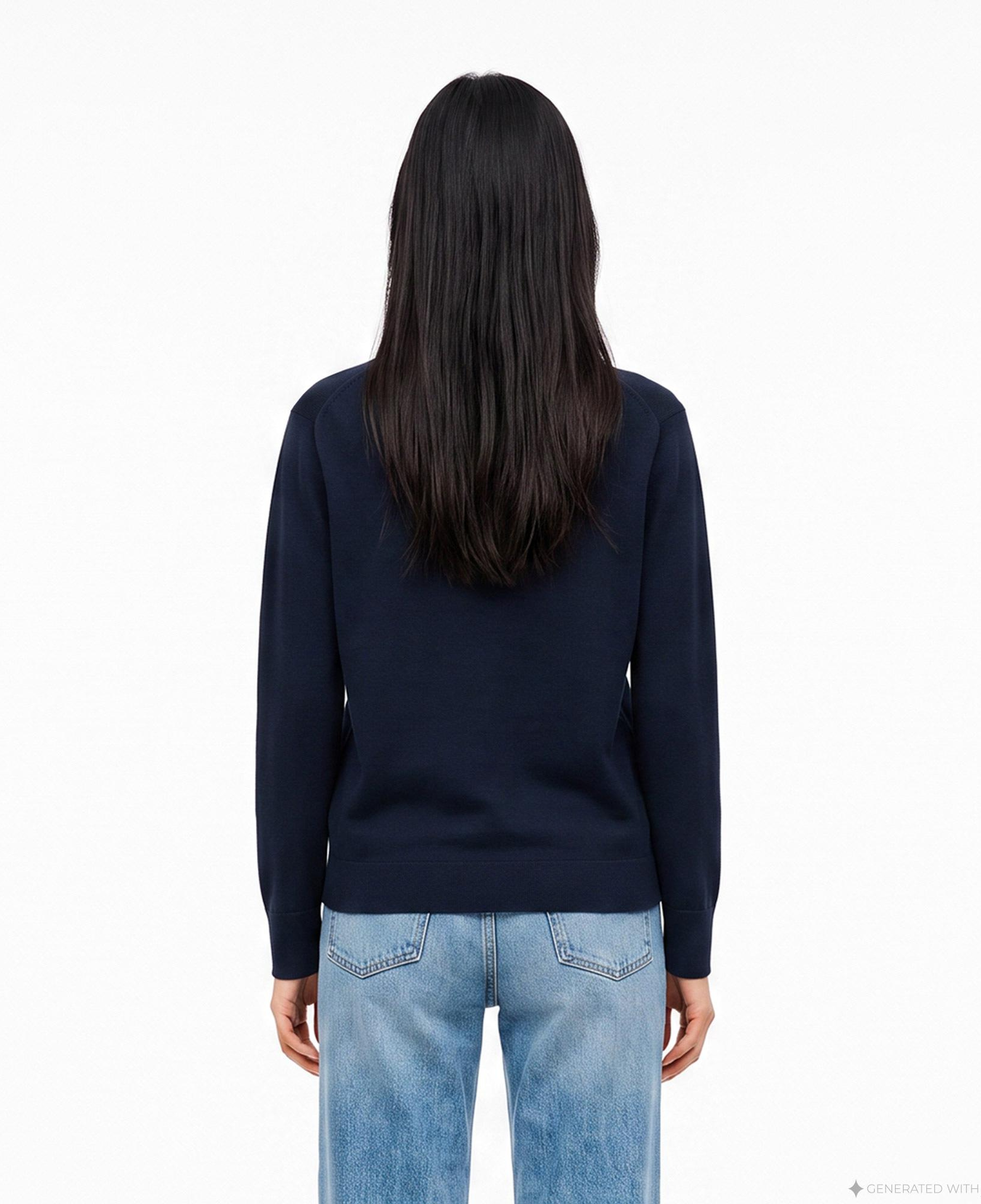 Tommy Hilfiger Stitch V Yaka Kadın Lacivert Triko