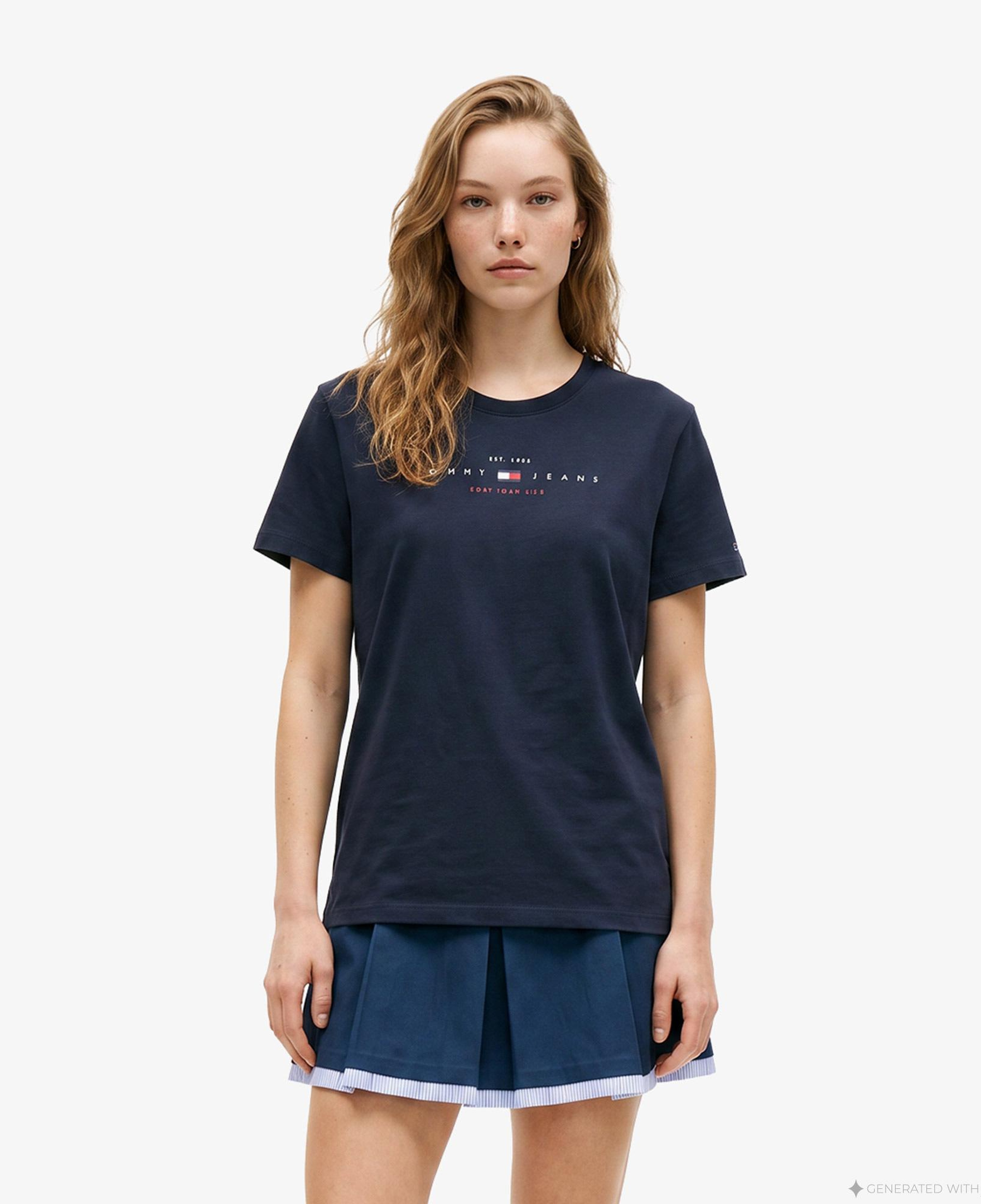 Tommy Hilfiger Linear Kadın Lacivert T-Shirt