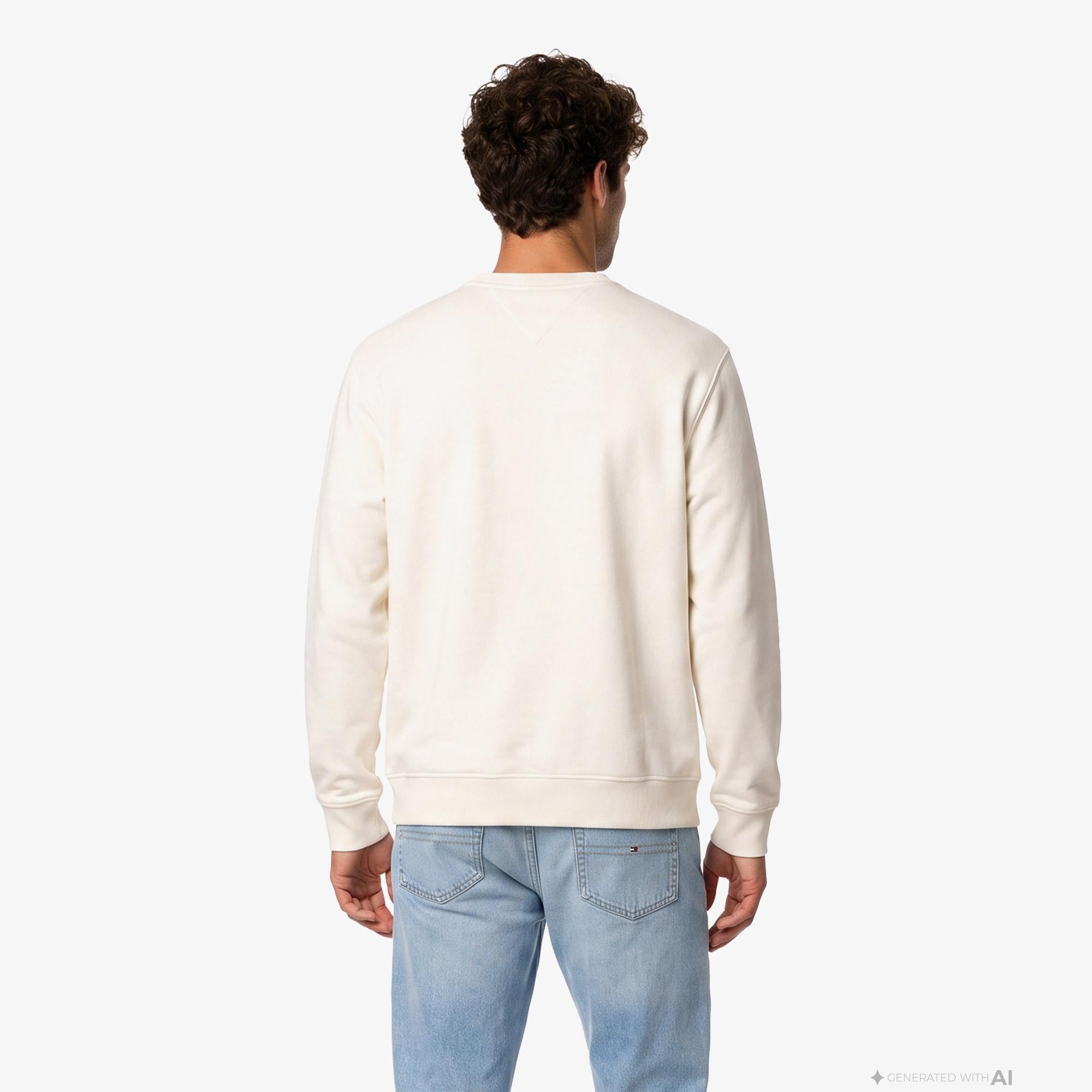 Tommy Hilfiger Badge Crew Erkek Bej Sweatshirt