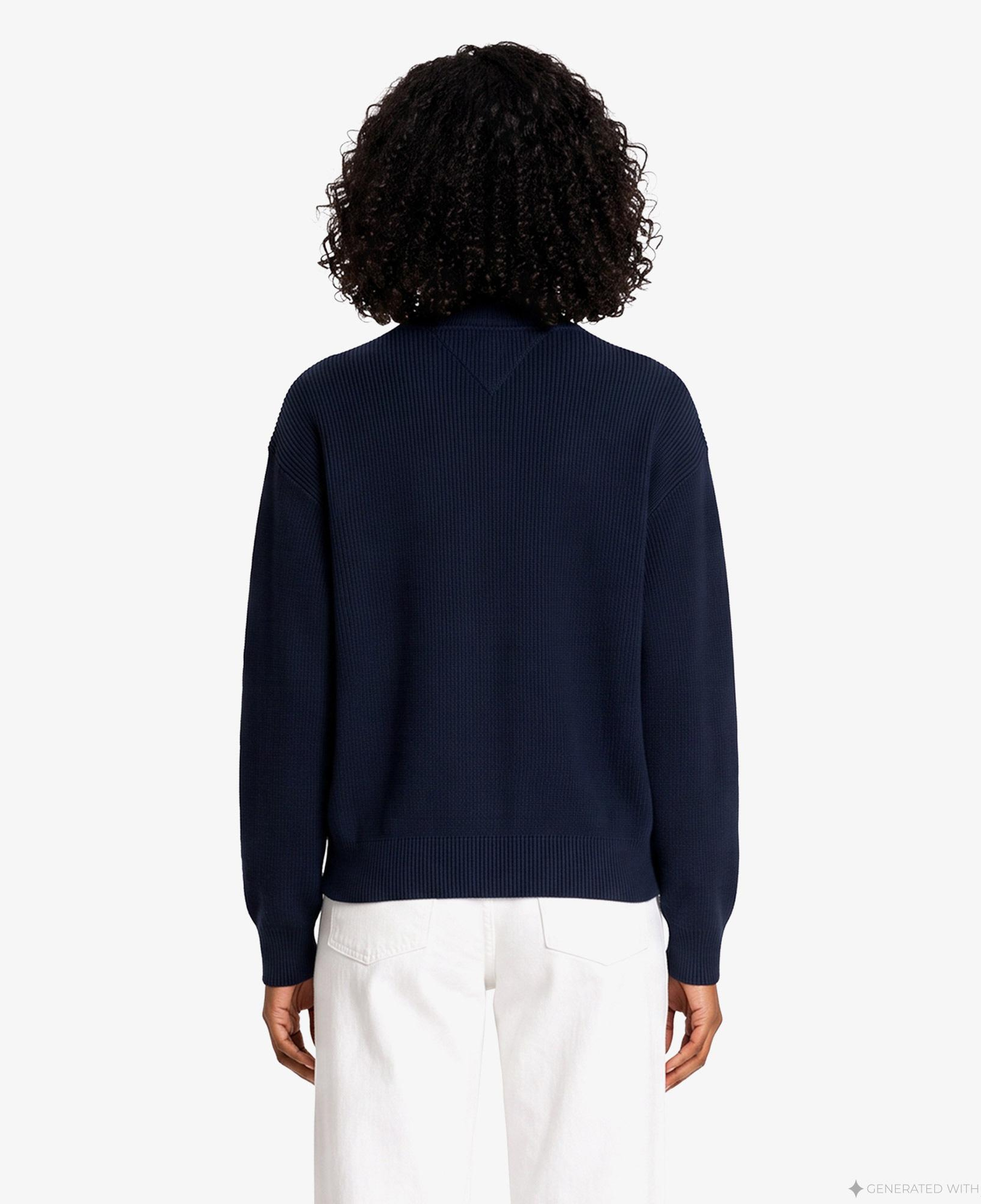 Tommy Hilfiger Quarter Zip Kadın Lacivert Triko