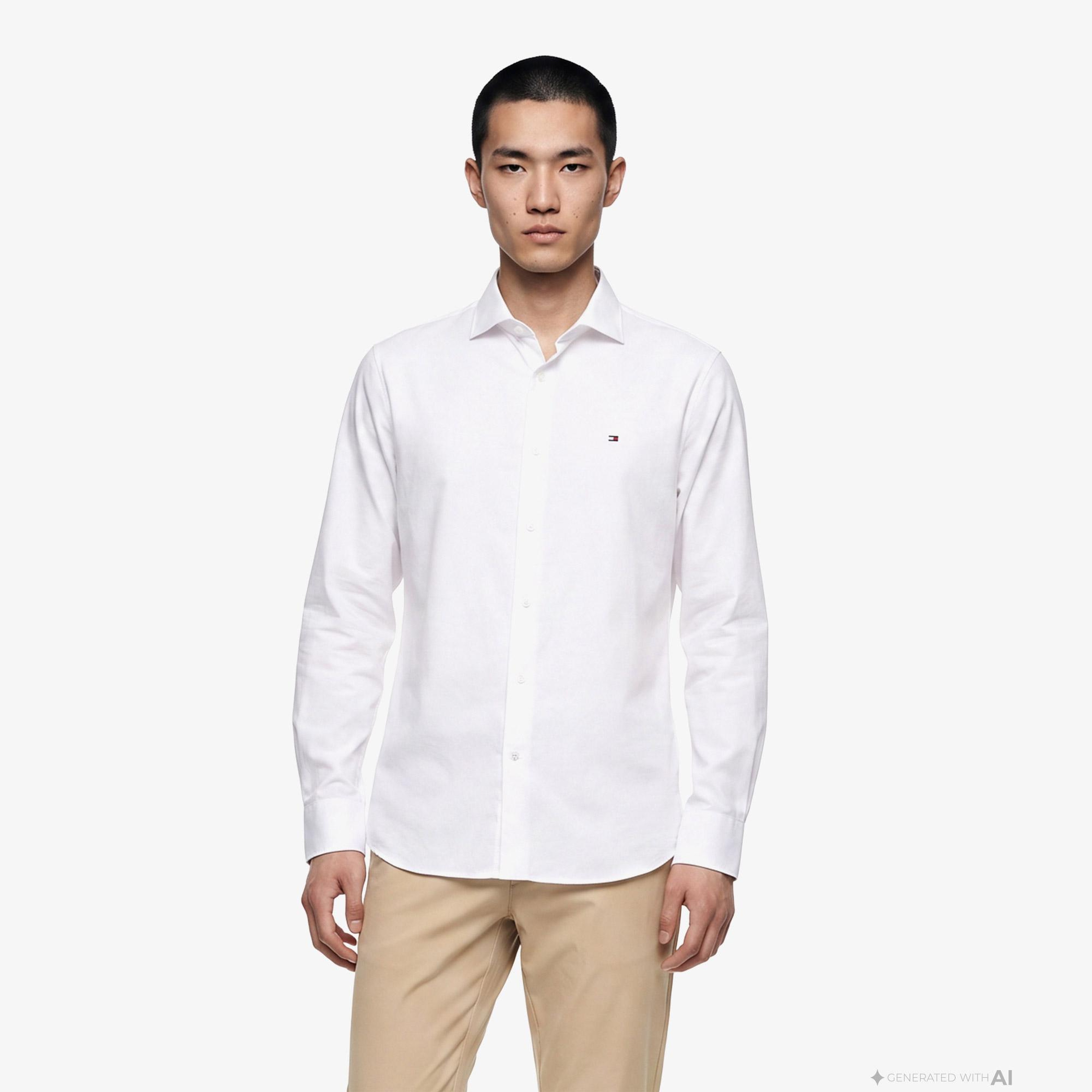 Tommy Hilfiger Non Iron Erkek Beyaz Gömlek