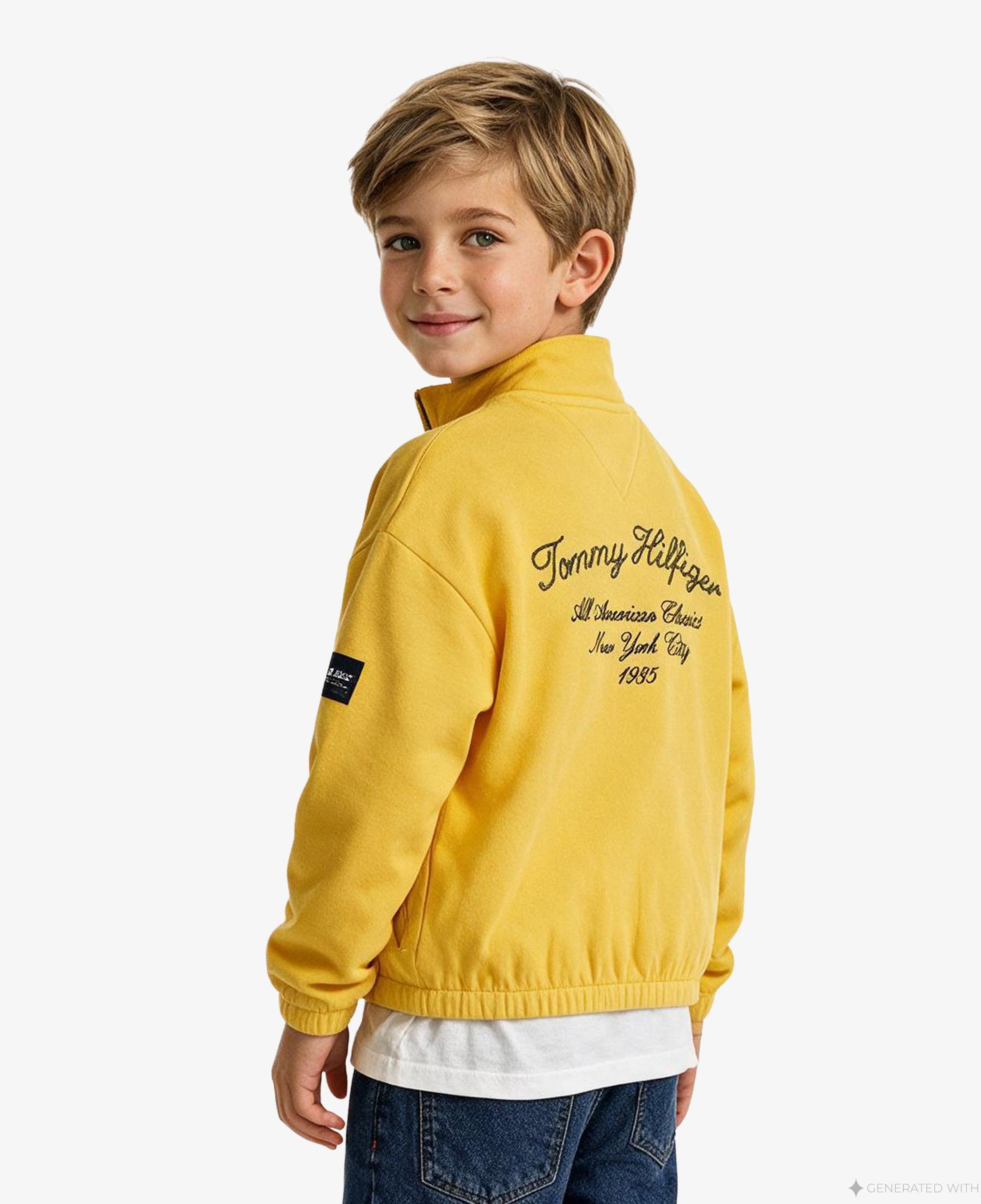 Tommy Hilfiger Button High Neck Çocuk Sarı Sweatshirt