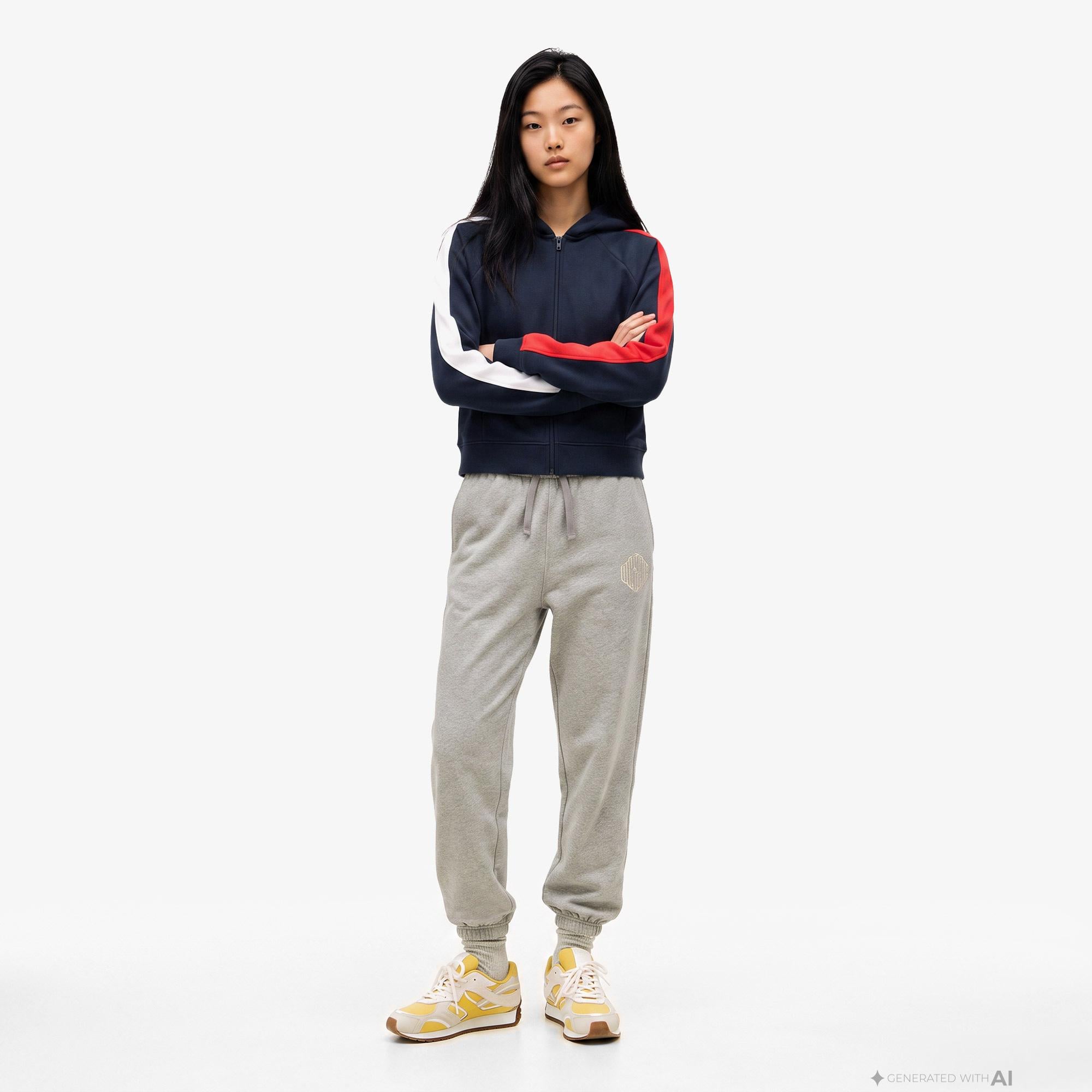 Tommy Hilfiger Badge Track Hood Kadın Lacivert Sweatshirt