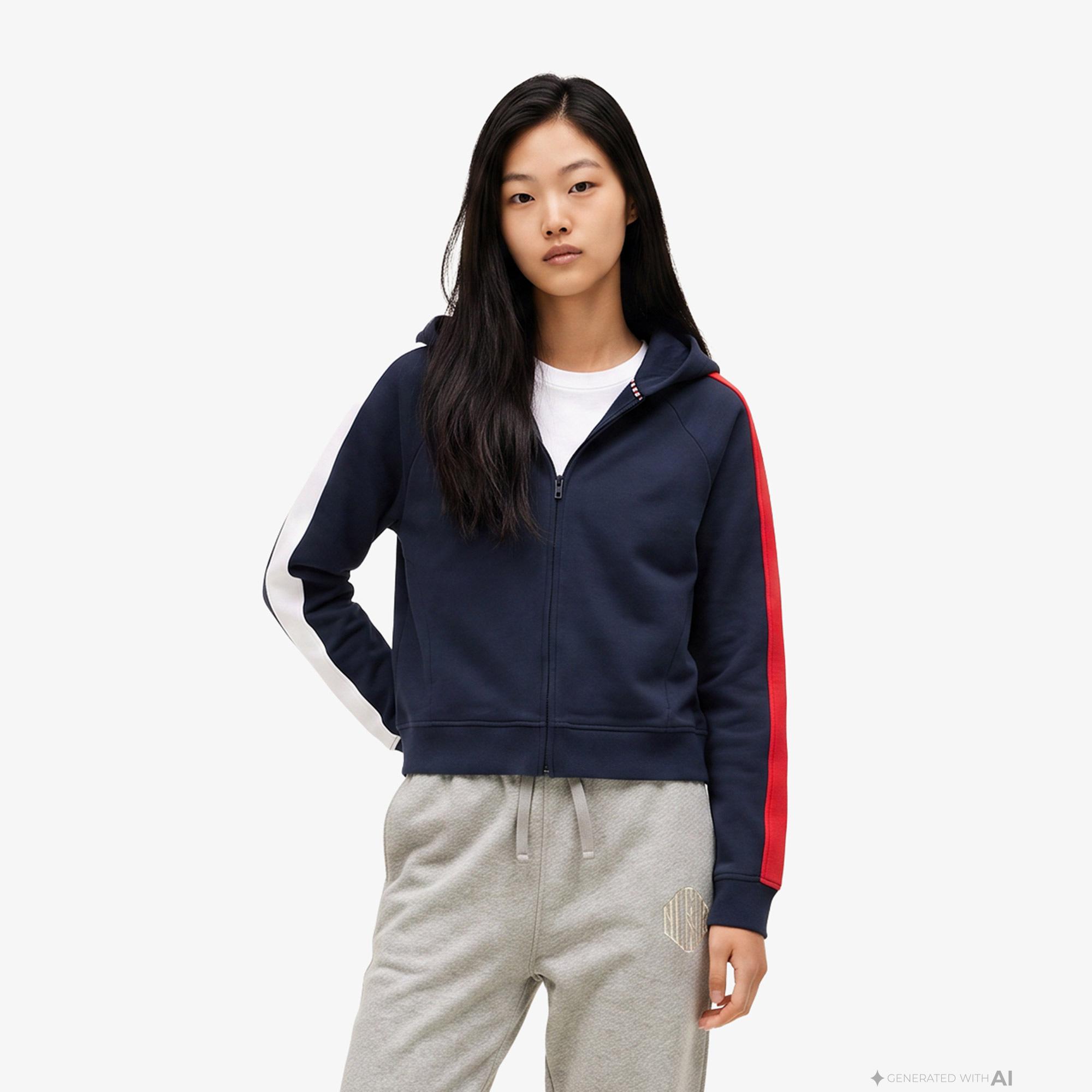 Tommy Hilfiger Badge Track Hood Kadın Lacivert Sweatshirt
