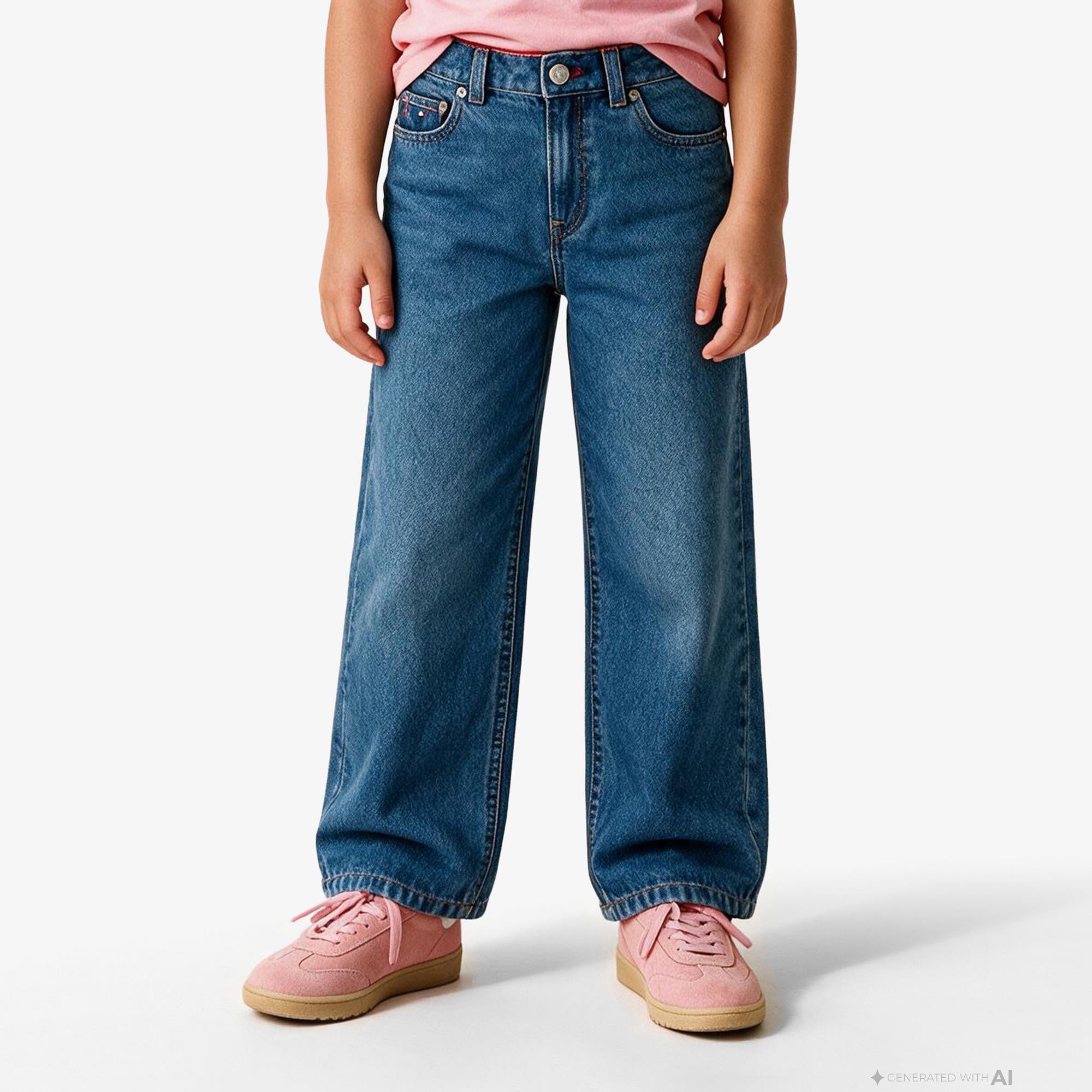 Tommy Hilfiger Mabel Wide Leg Çocuk Mavi Jean