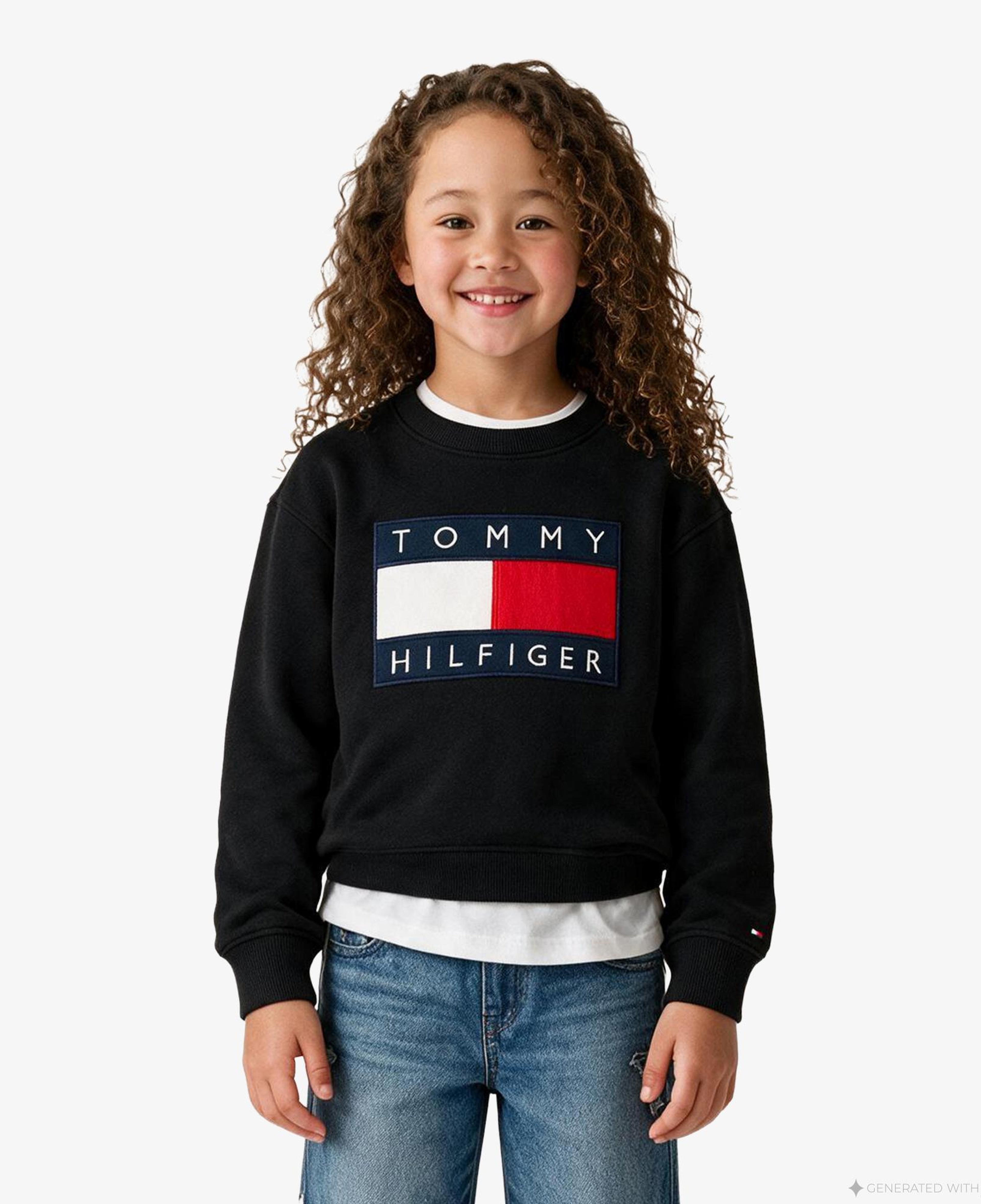 Tommy Hilfiger Heritage Flag Çocuk Siyah Sweatshirt