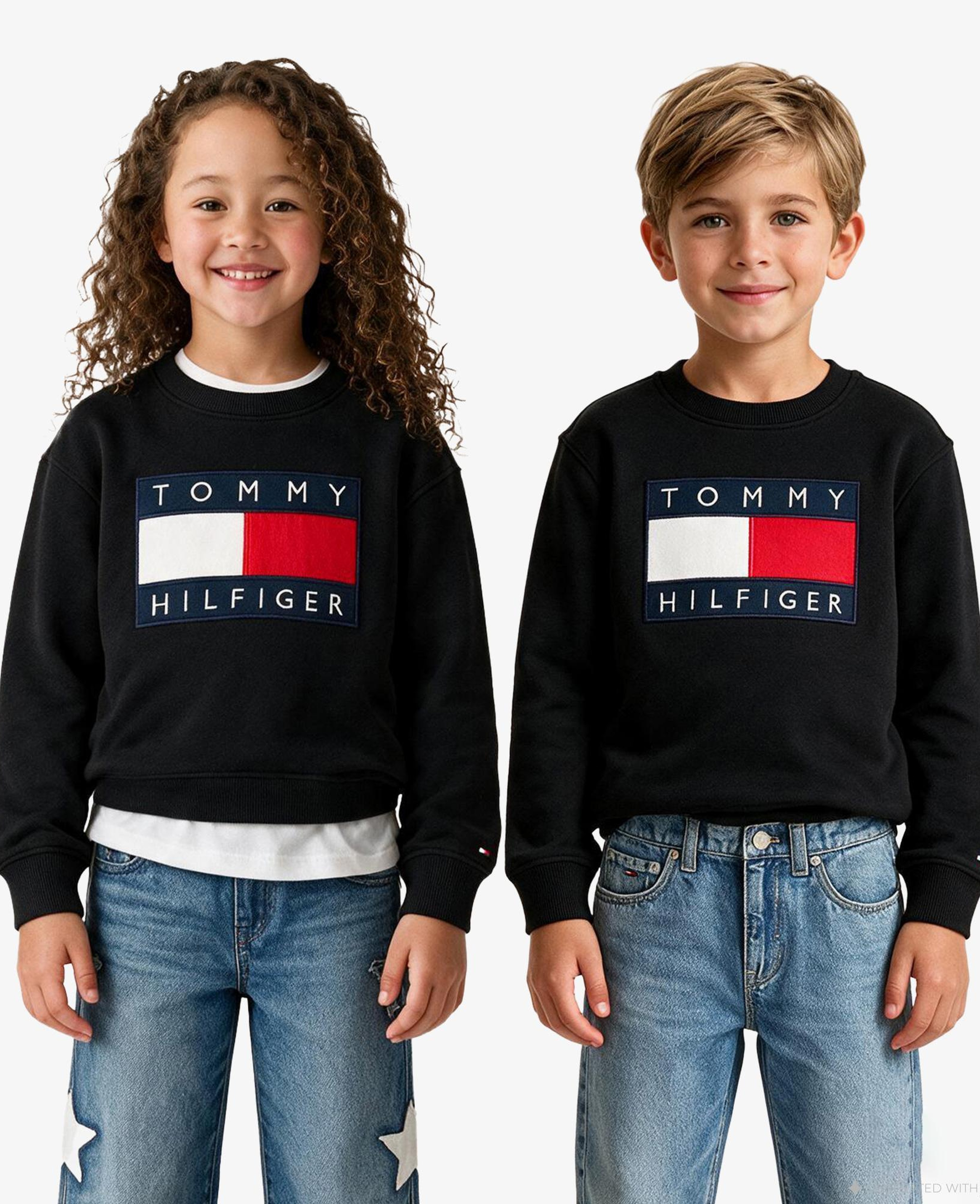 Tommy Hilfiger Heritage Flag Çocuk Siyah Sweatshirt