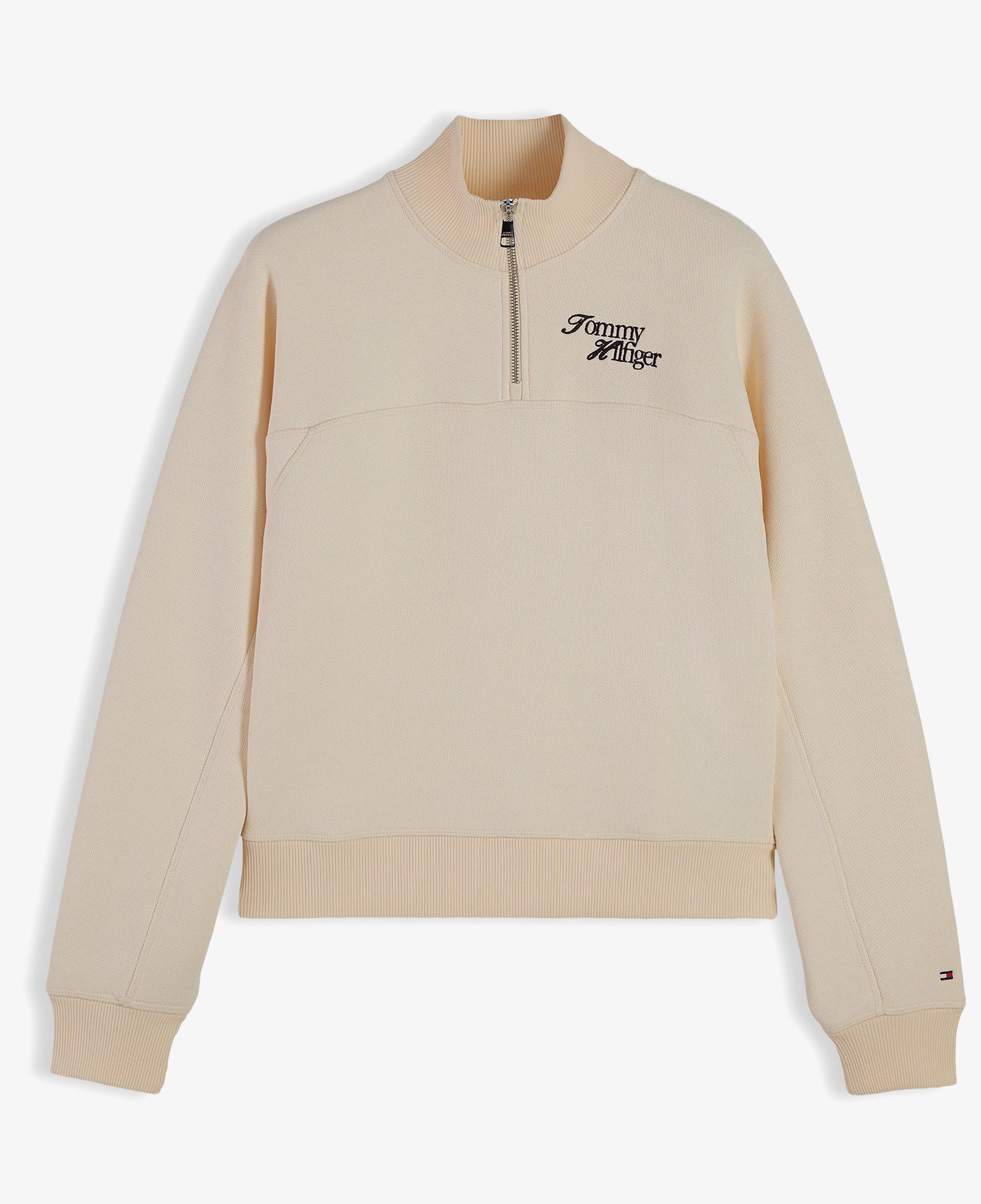 Tommy Hilfiger Script Half Kadın Bej Sweatshirt