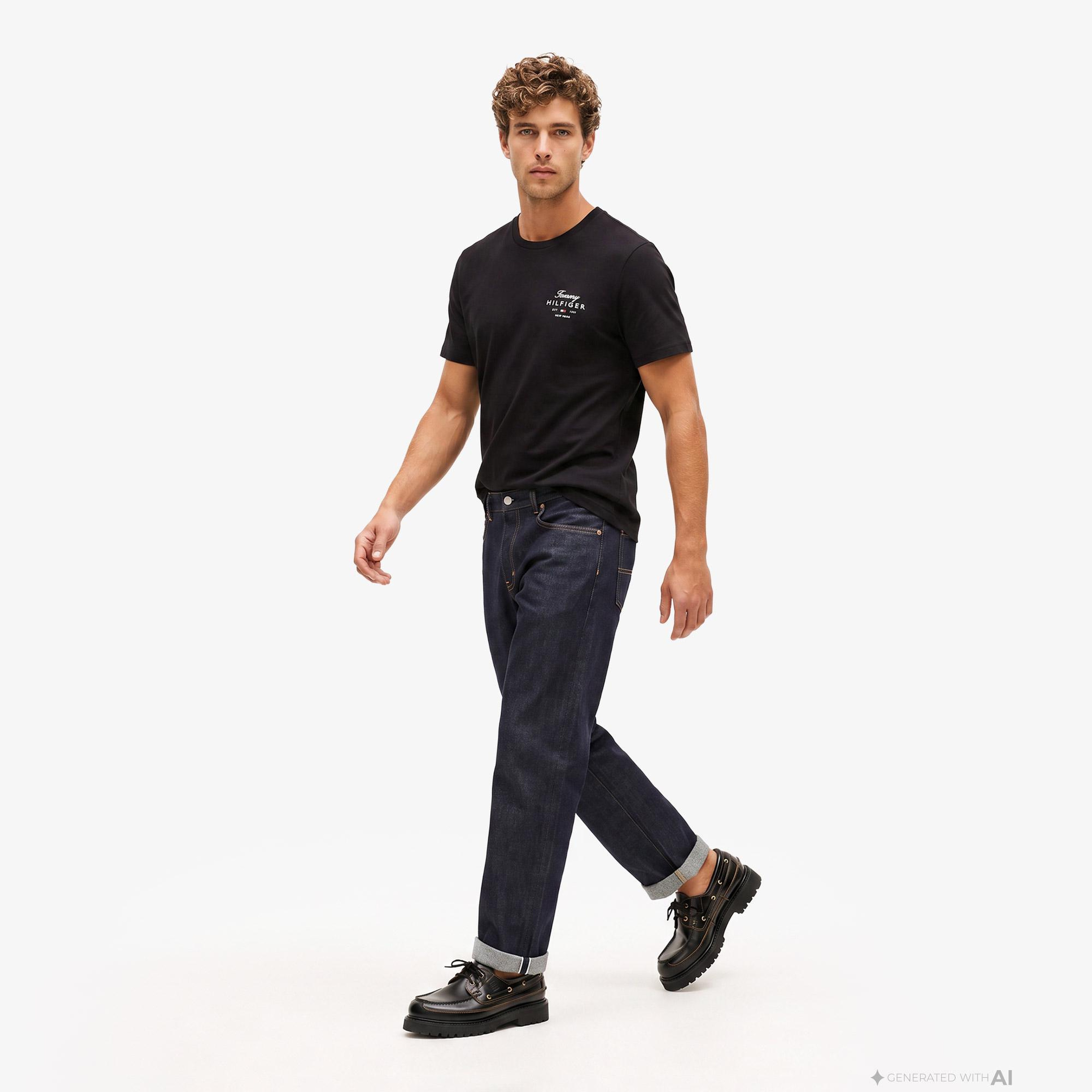 Tommy Hilfiger Script Stack Regular Erkek Siyah T-Shirt