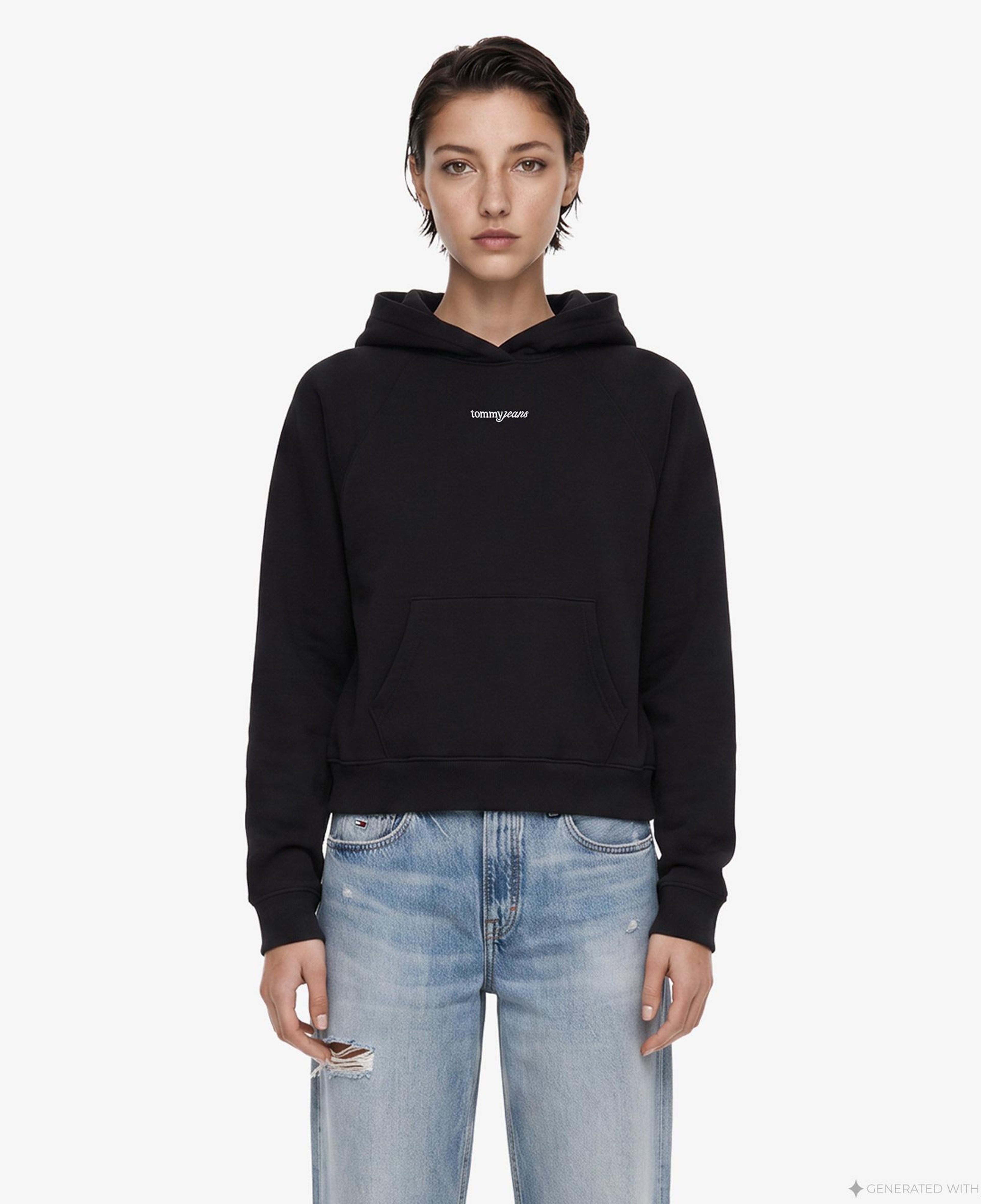 Tommy Hilfiger Script Raglan Kadın Siyah Sweatshirt