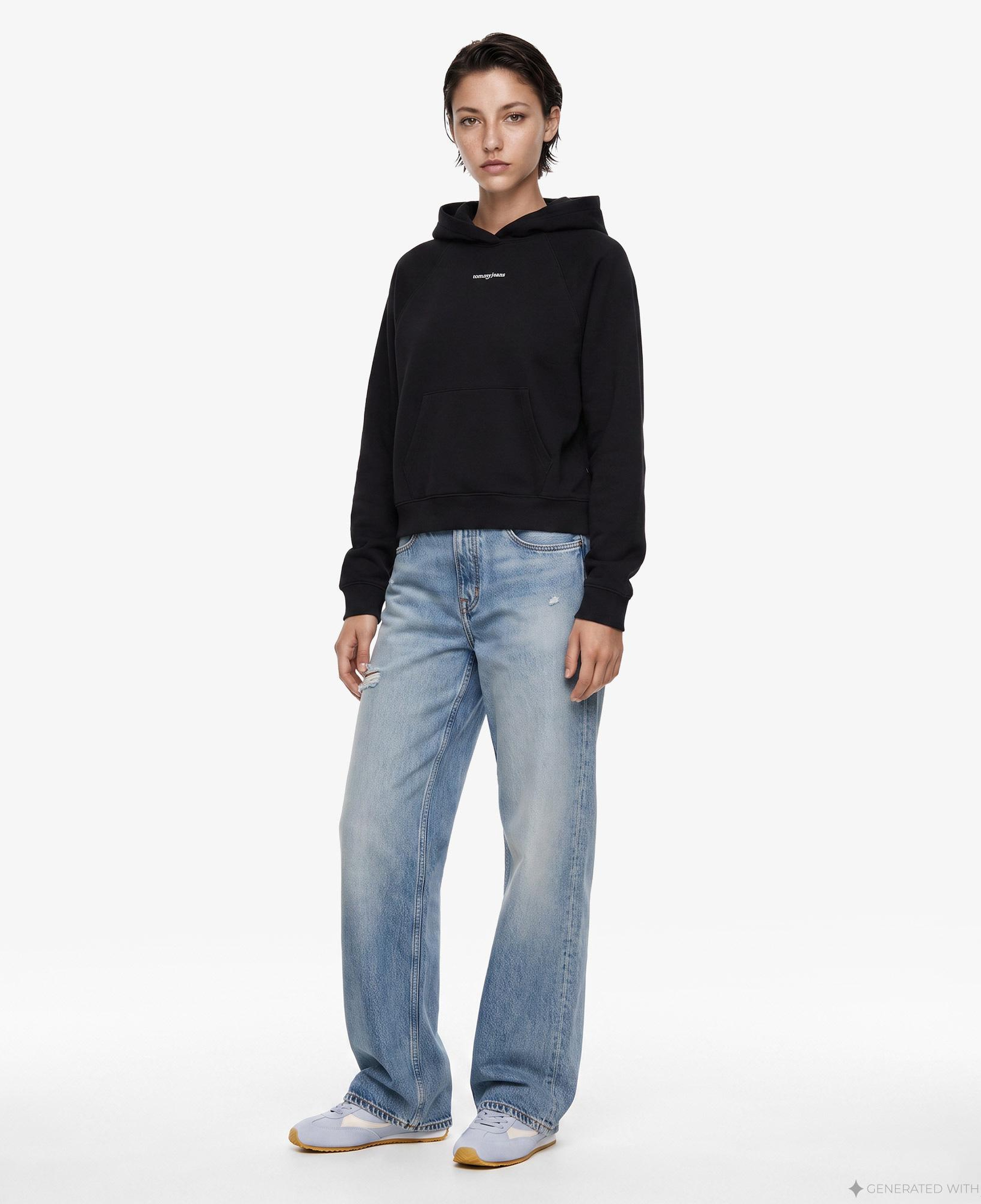 Tommy Hilfiger Script Raglan Kadın Siyah Sweatshirt