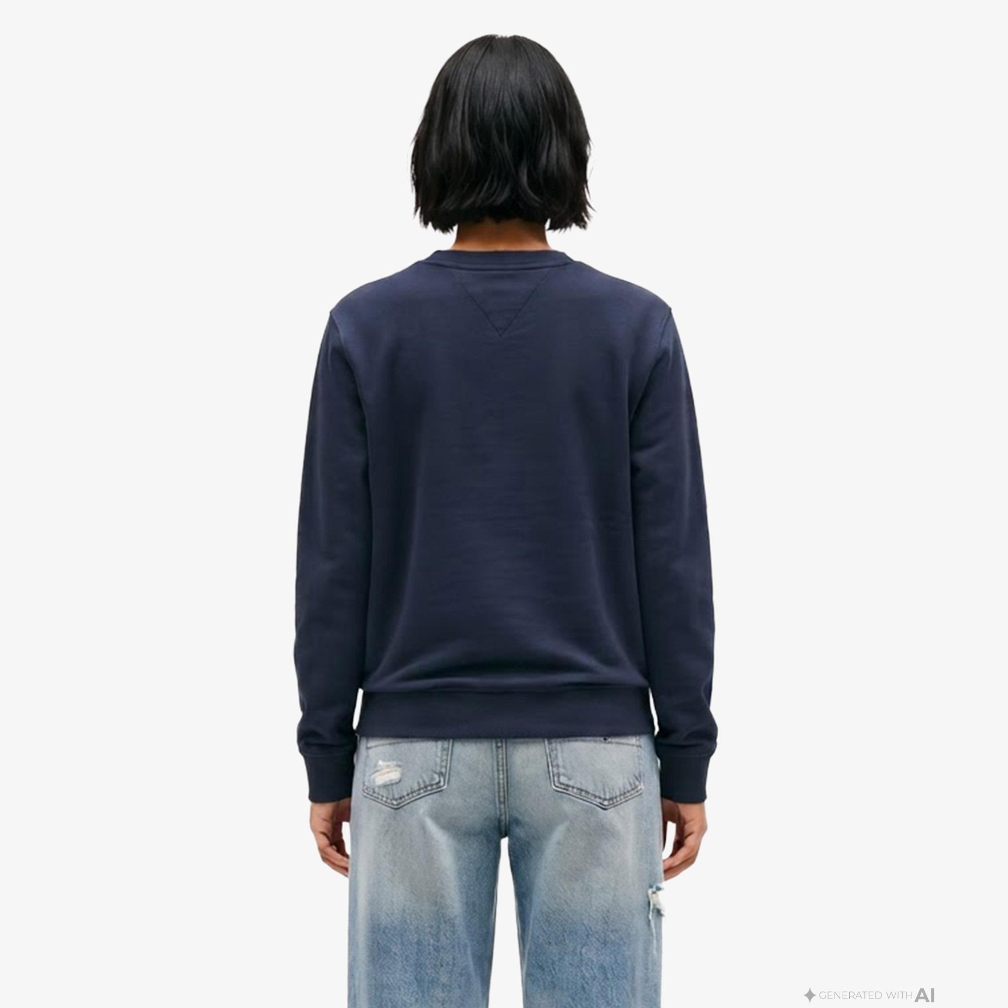 Tommy Hilfiger Essential Logo 1 Crew Kadın Lacivert Sweatshirt