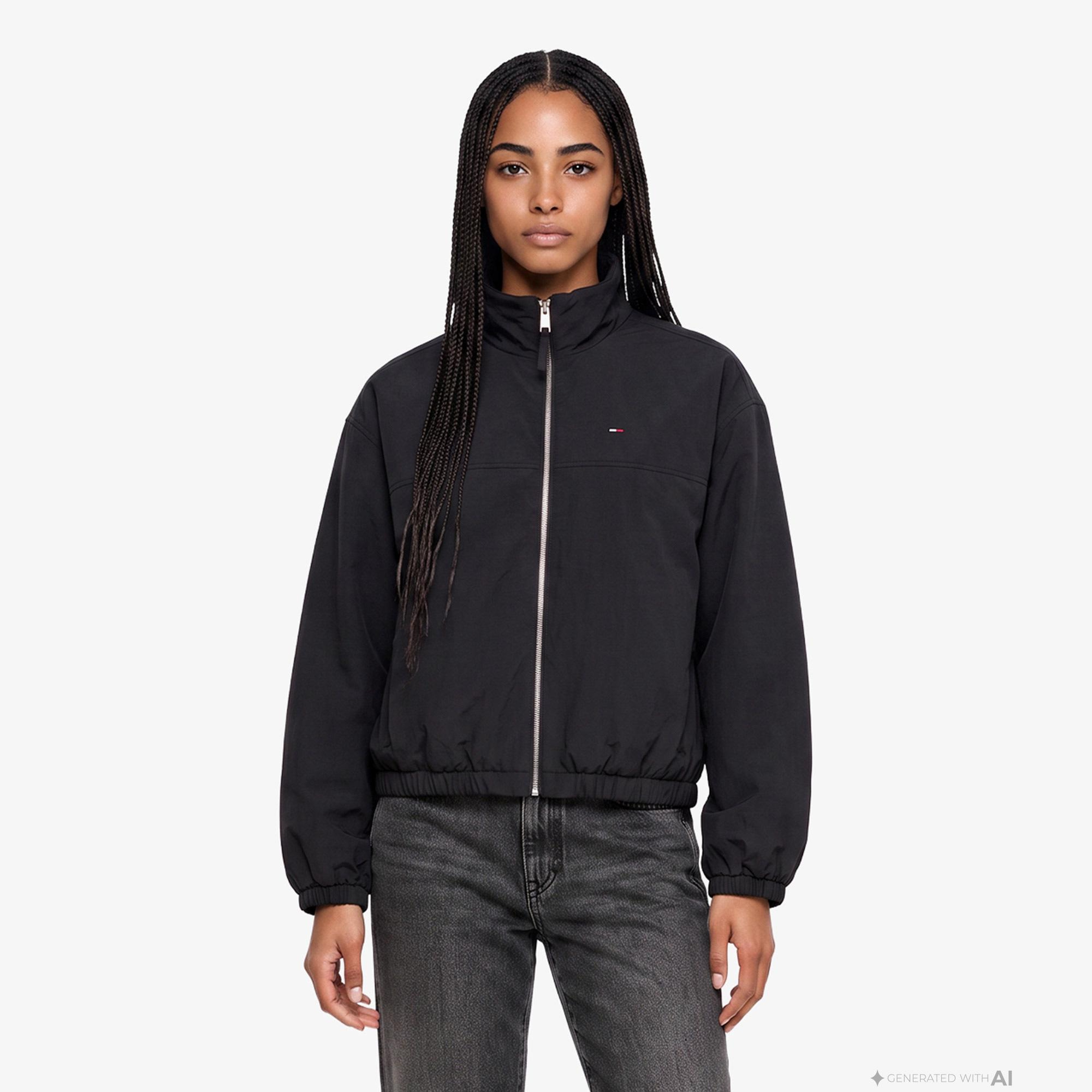 Tommy Hilfiger Padded High Neck Kadın Siyah Mont