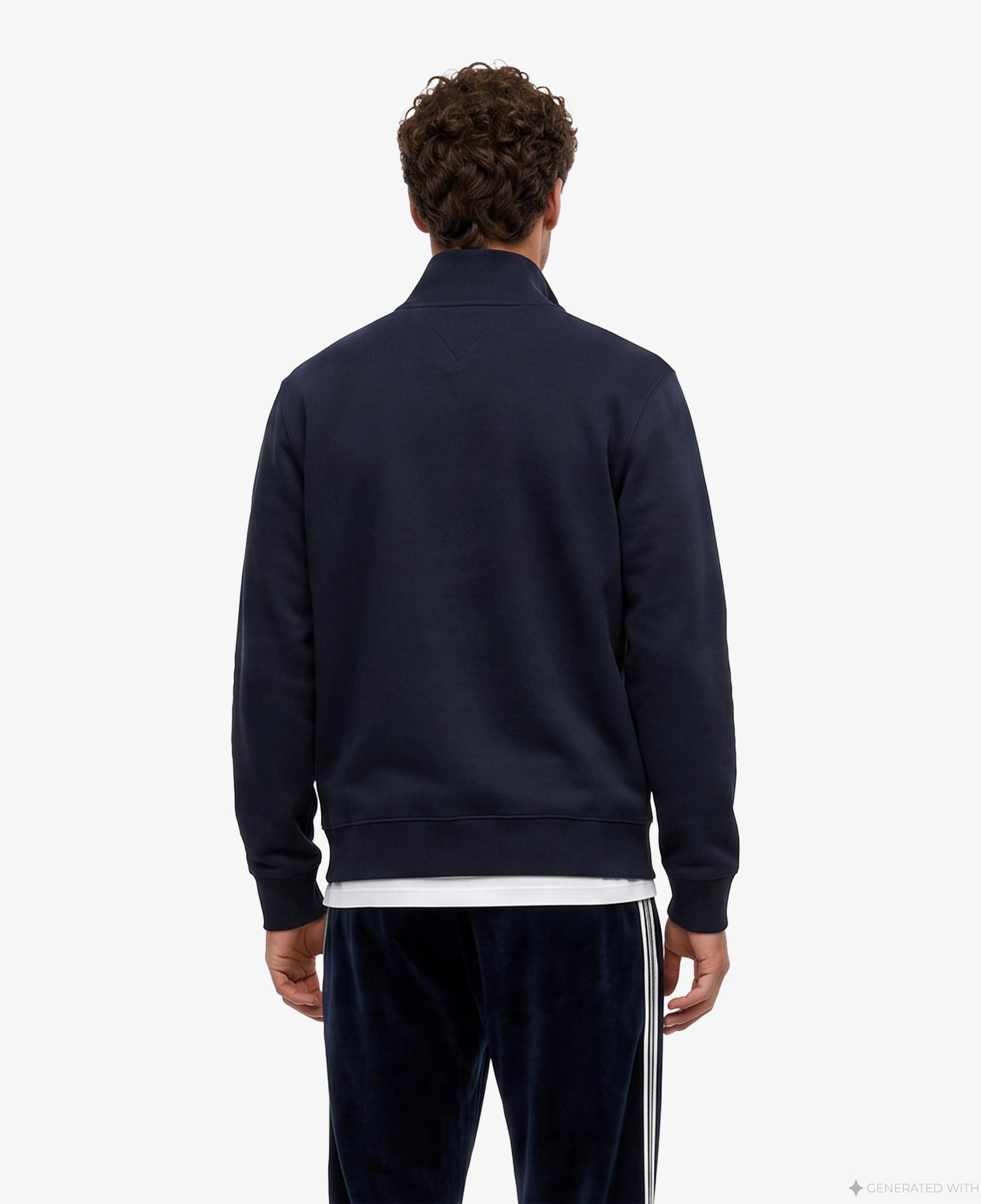 Tommy Hilfiger Essential Terry New 1/4 Zip Erkek Lacivert Sweatshirt