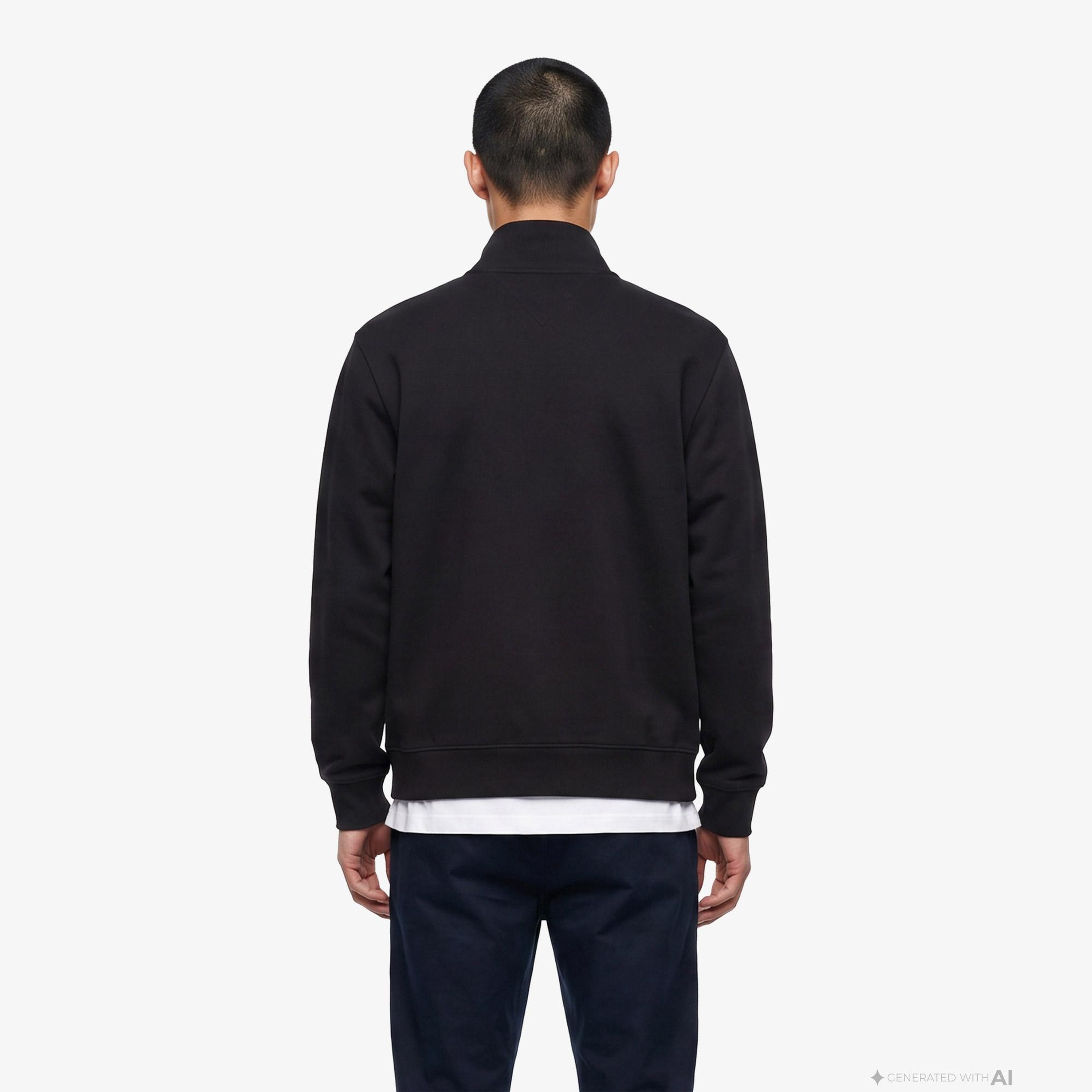 Tommy Hilfiger Script Stack Stand Collar Erkek Siyah Sweatshirt