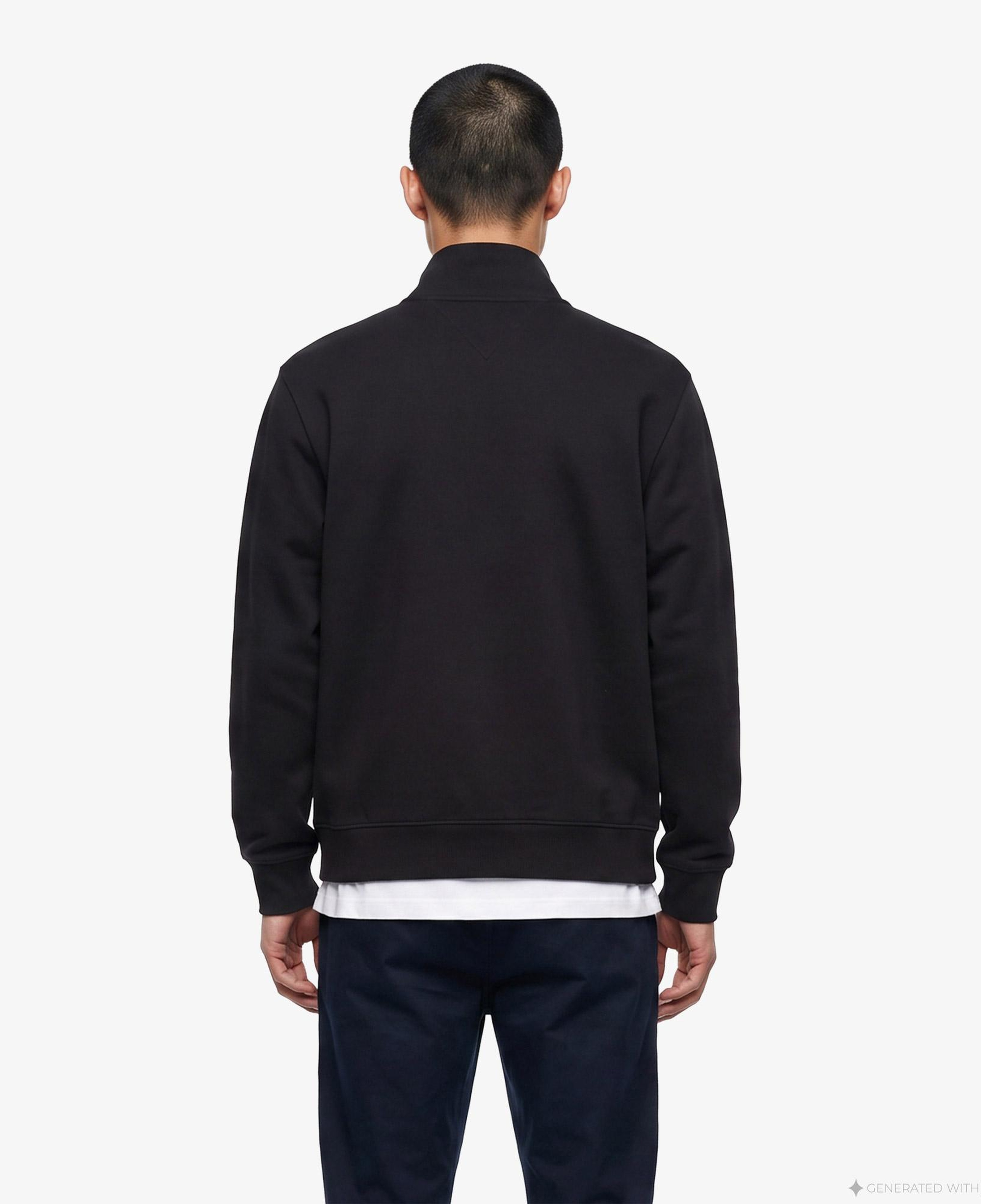 Tommy Hilfiger Script Stack Stand Collar Erkek Siyah Sweatshirt