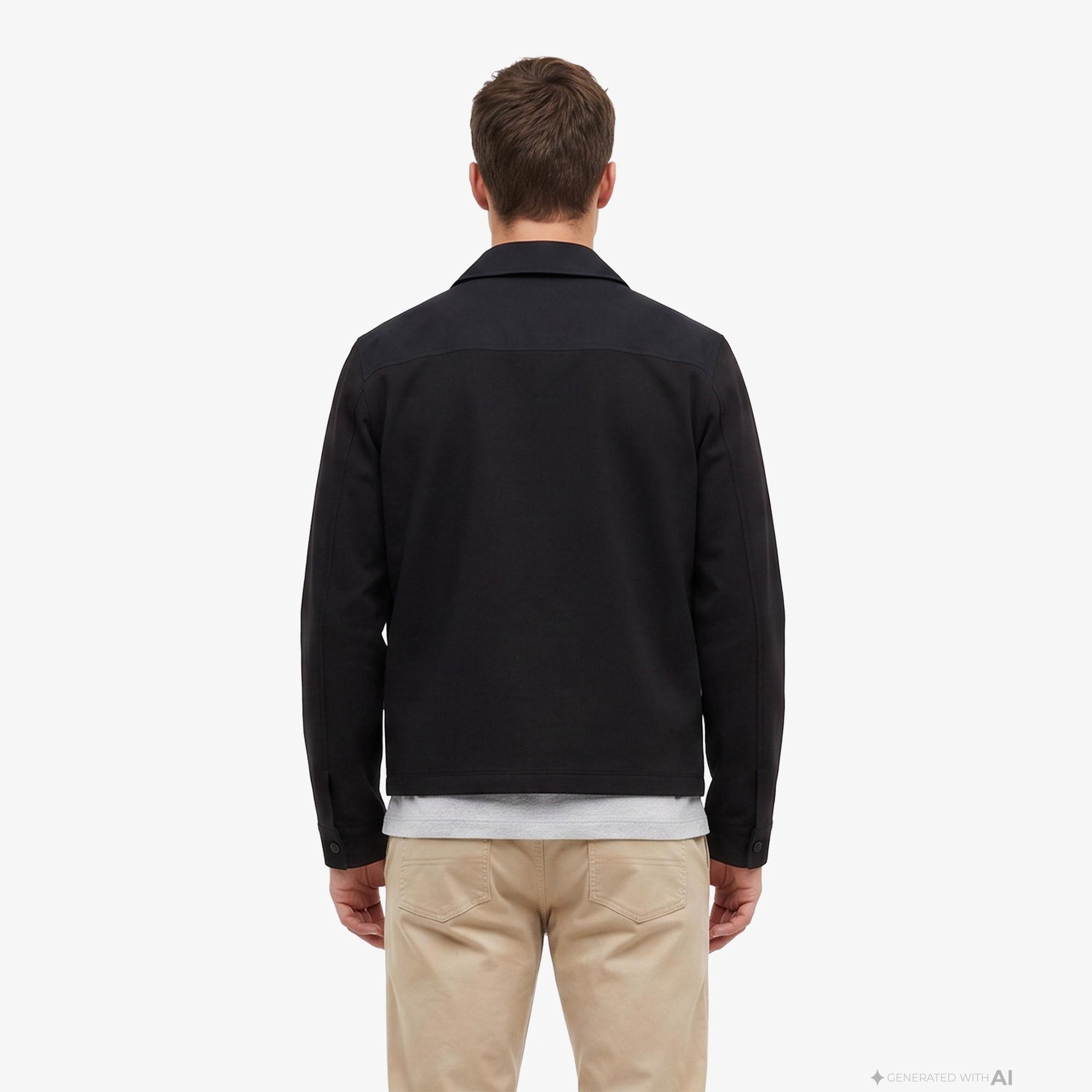 Tommy Hilfiger Essential Mix Media Chore Erkek Siyah Ceket