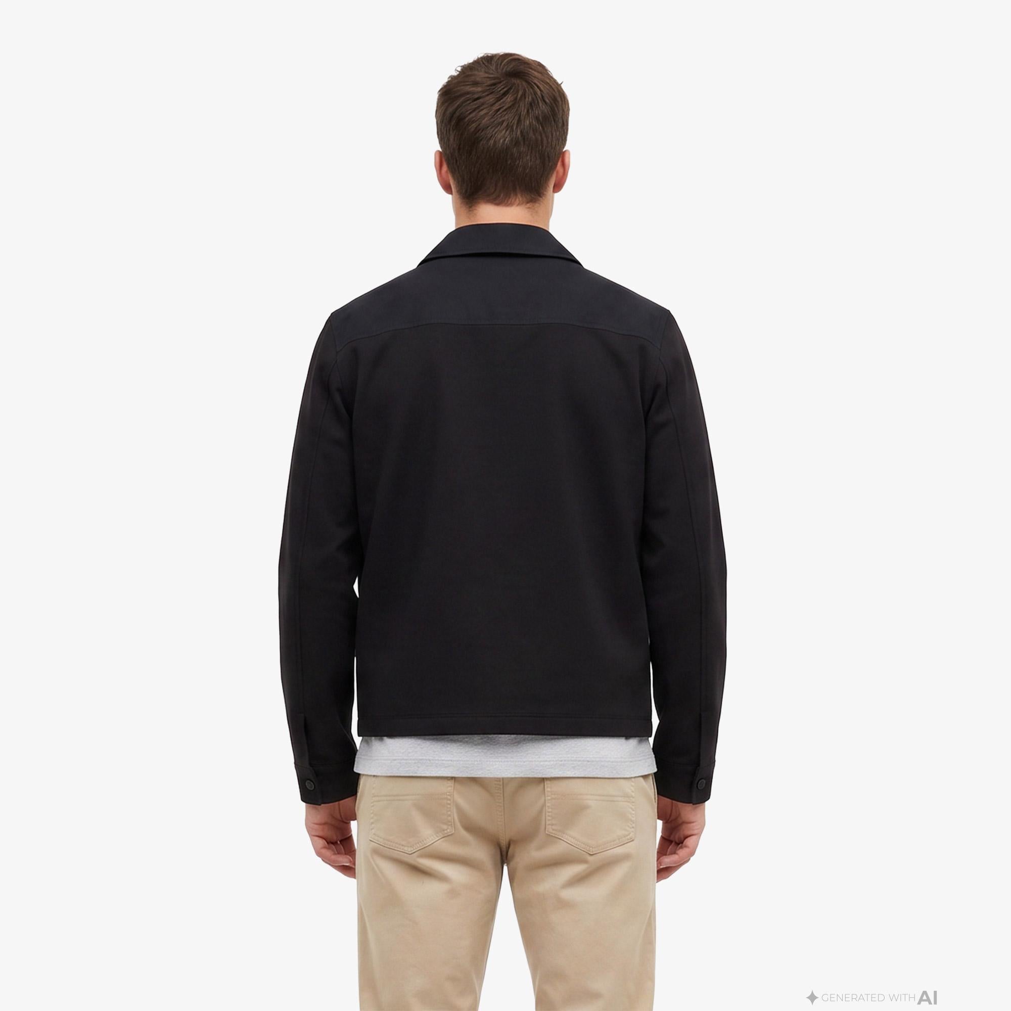 Tommy Hilfiger Essential Mix Media Chore Erkek Siyah Ceket