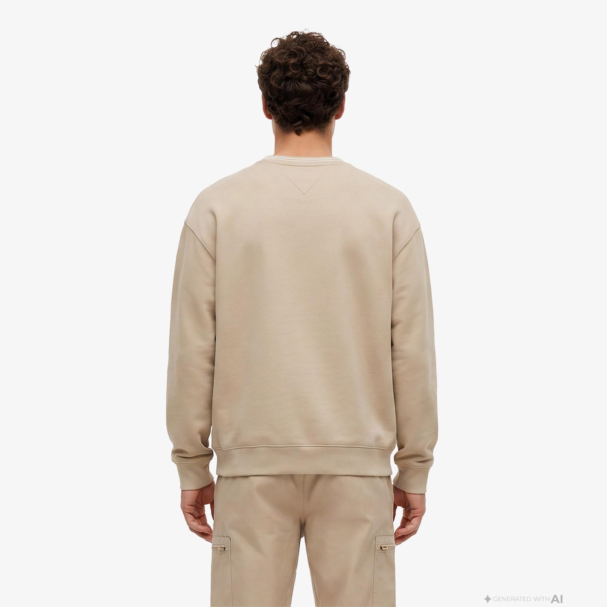 Tommy Hilfiger Nautical Tipped Collar Erkek Bej Sweatshirt