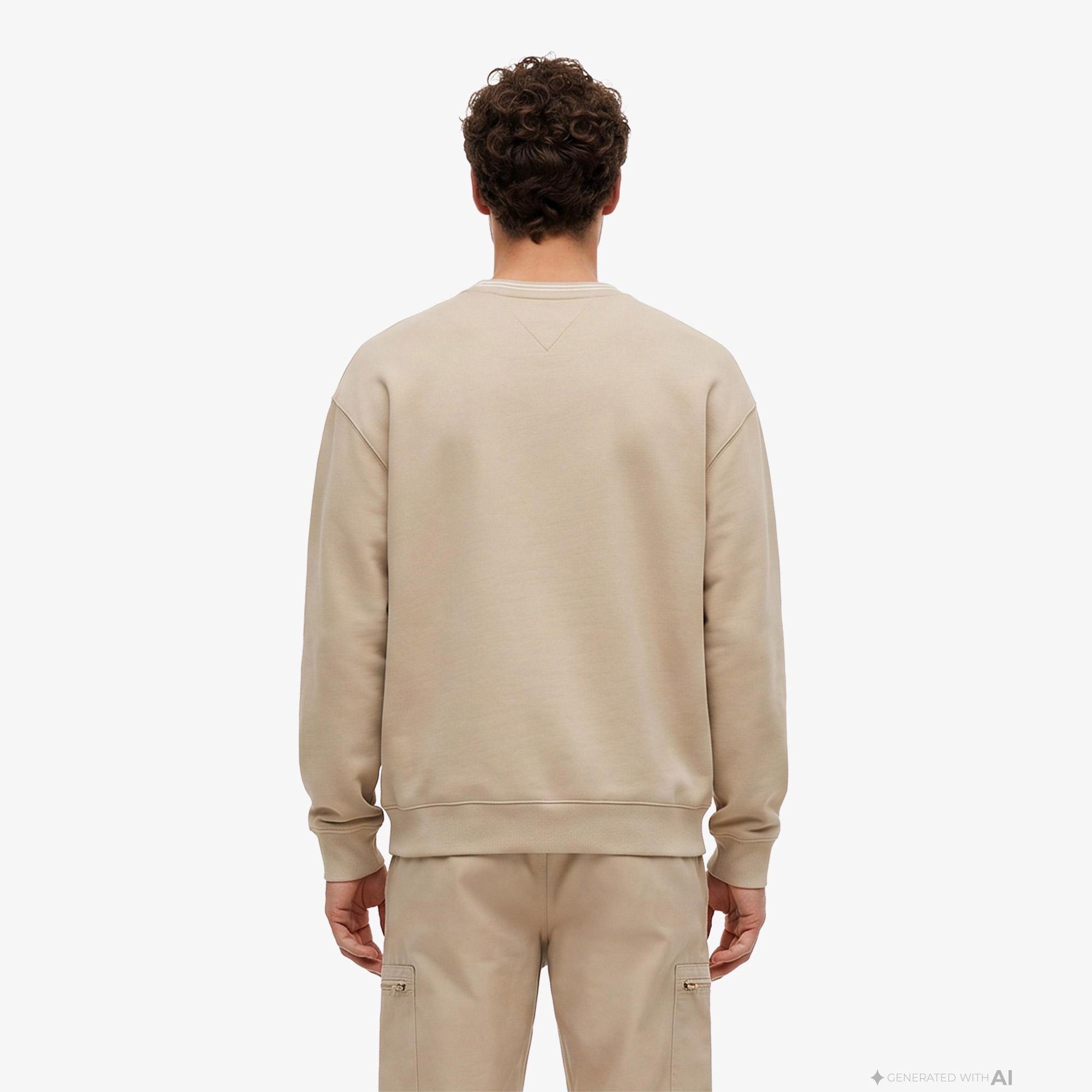 Tommy Hilfiger Nautical Tipped Collar Erkek Bej Sweatshirt