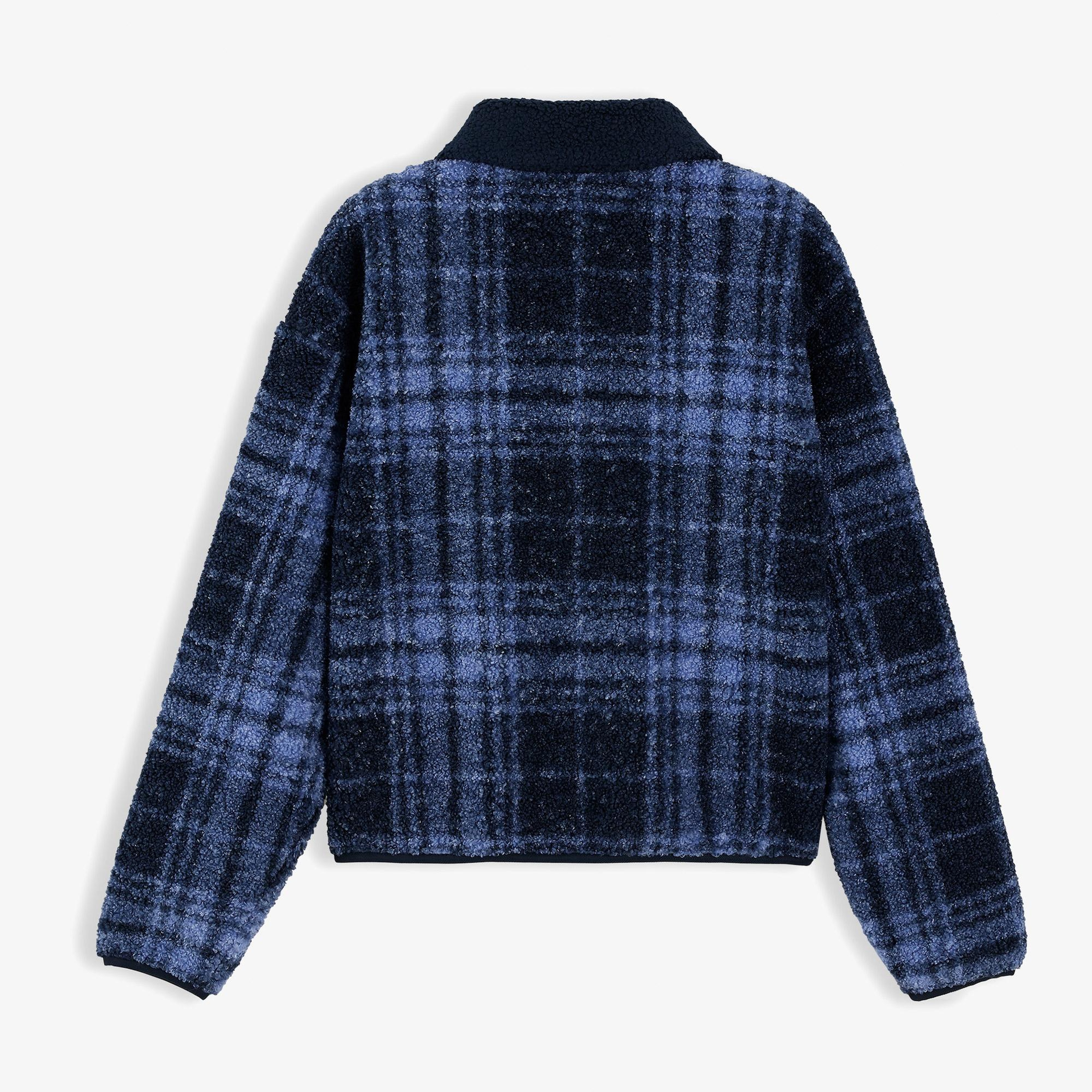 Tommy Hilfiger Flag Zip Teddy Kadın Mavi Polar Sweatshirt