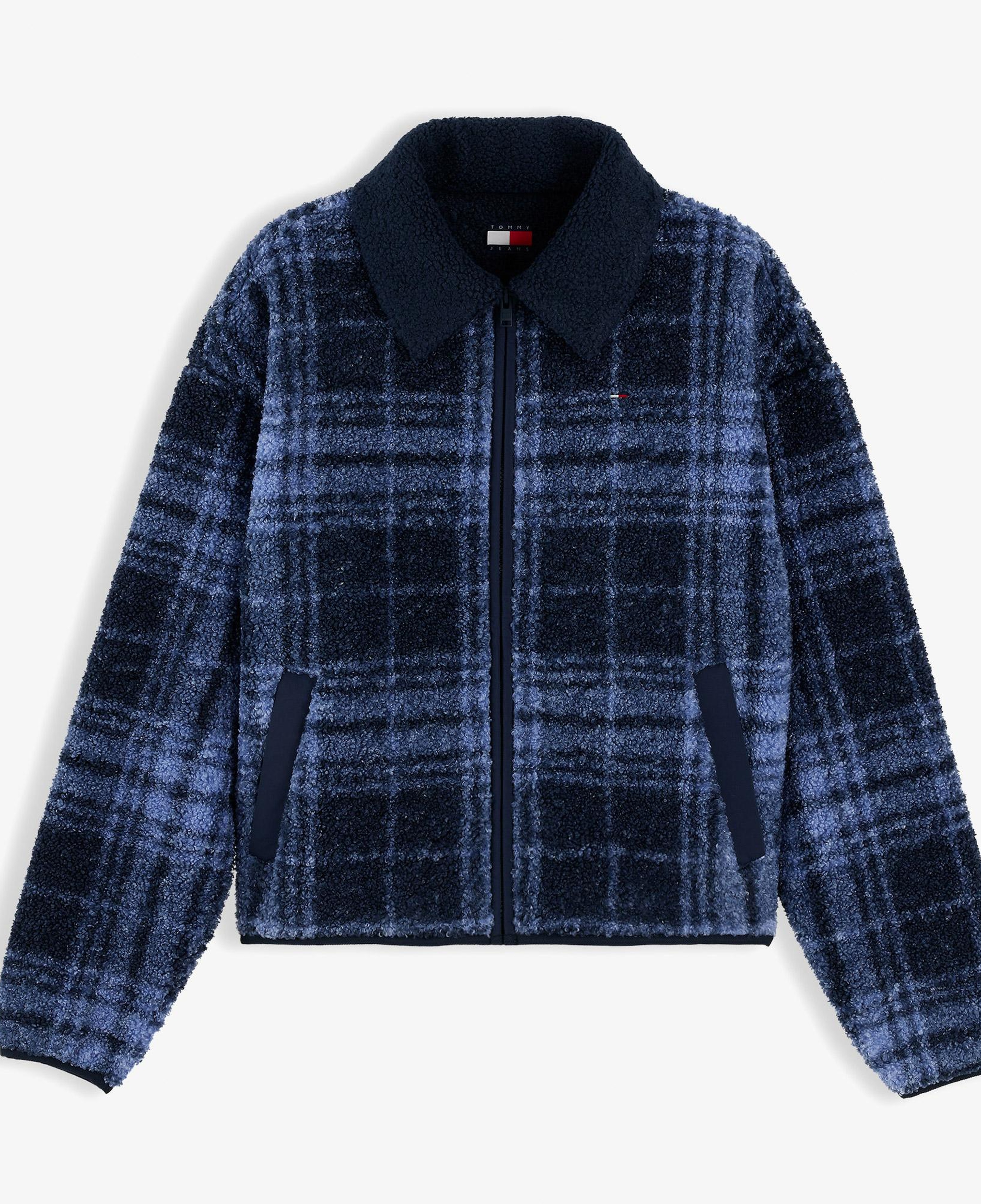 Tommy Hilfiger Flag Zip Teddy Kadın Mavi Polar Sweatshirt