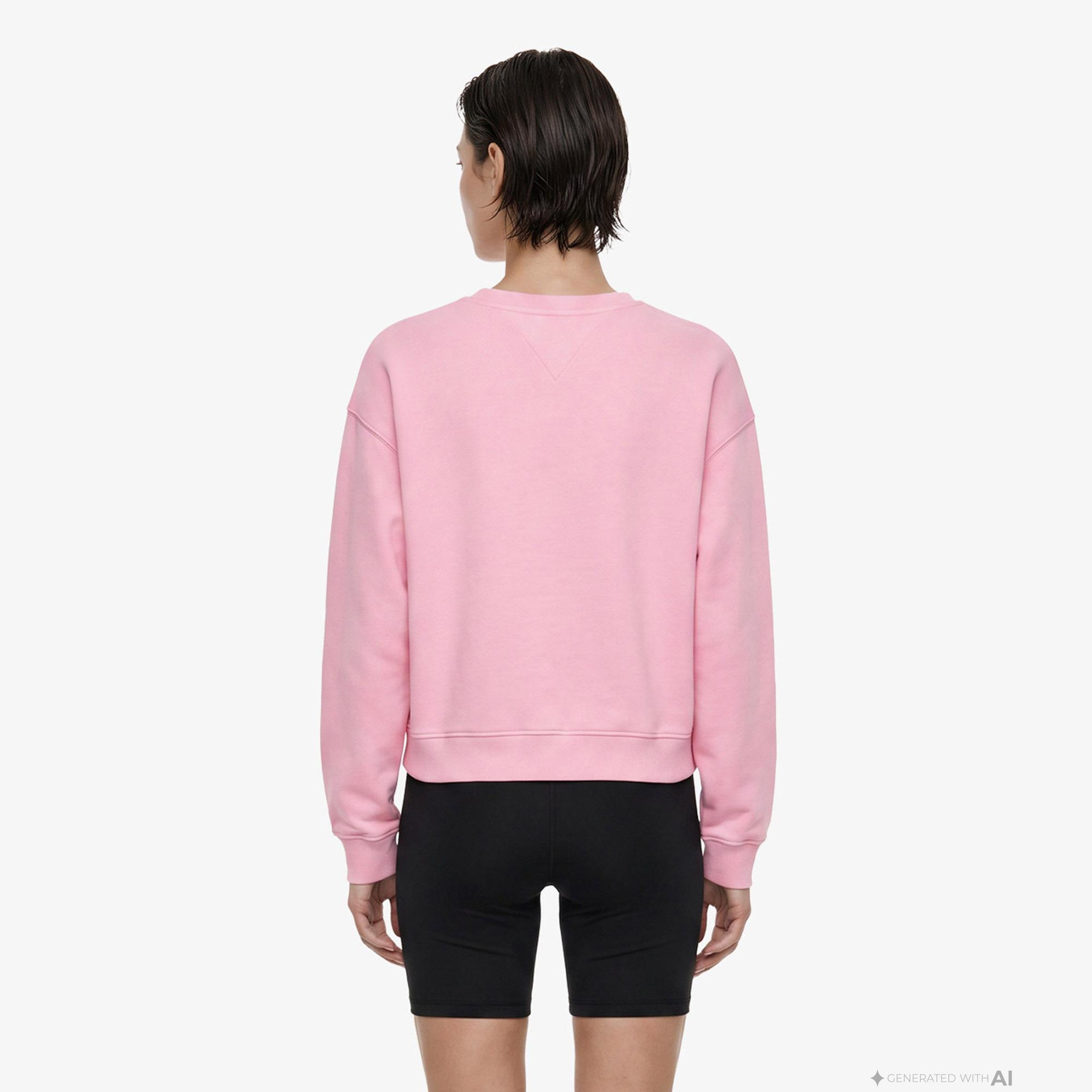 Tommy Hilfiger Badge Crew Kadın Pembe Sweatshirt