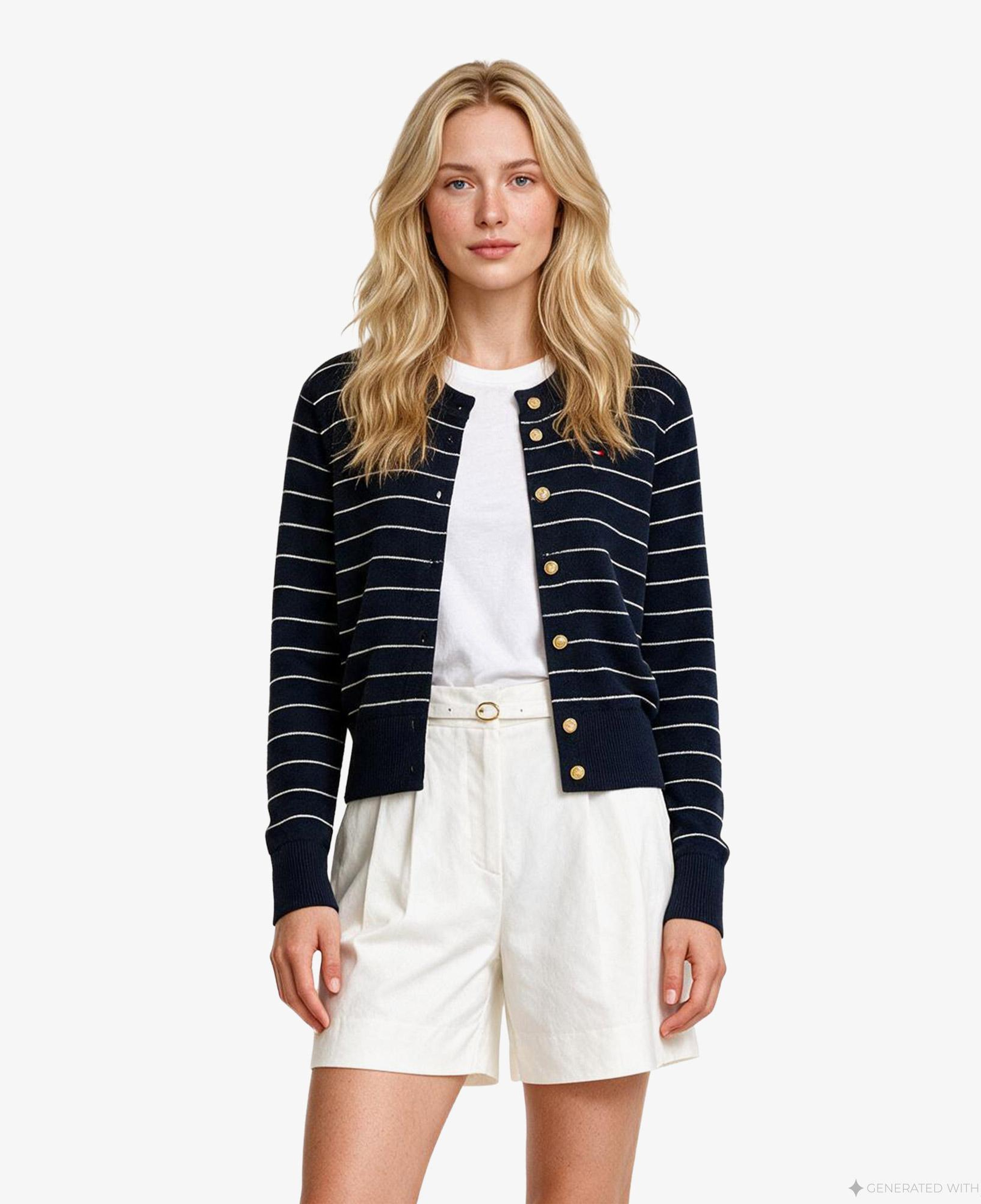 Tommy Hilfiger Full Needle Stitch Cardigan Kadın Lacivert Hırka